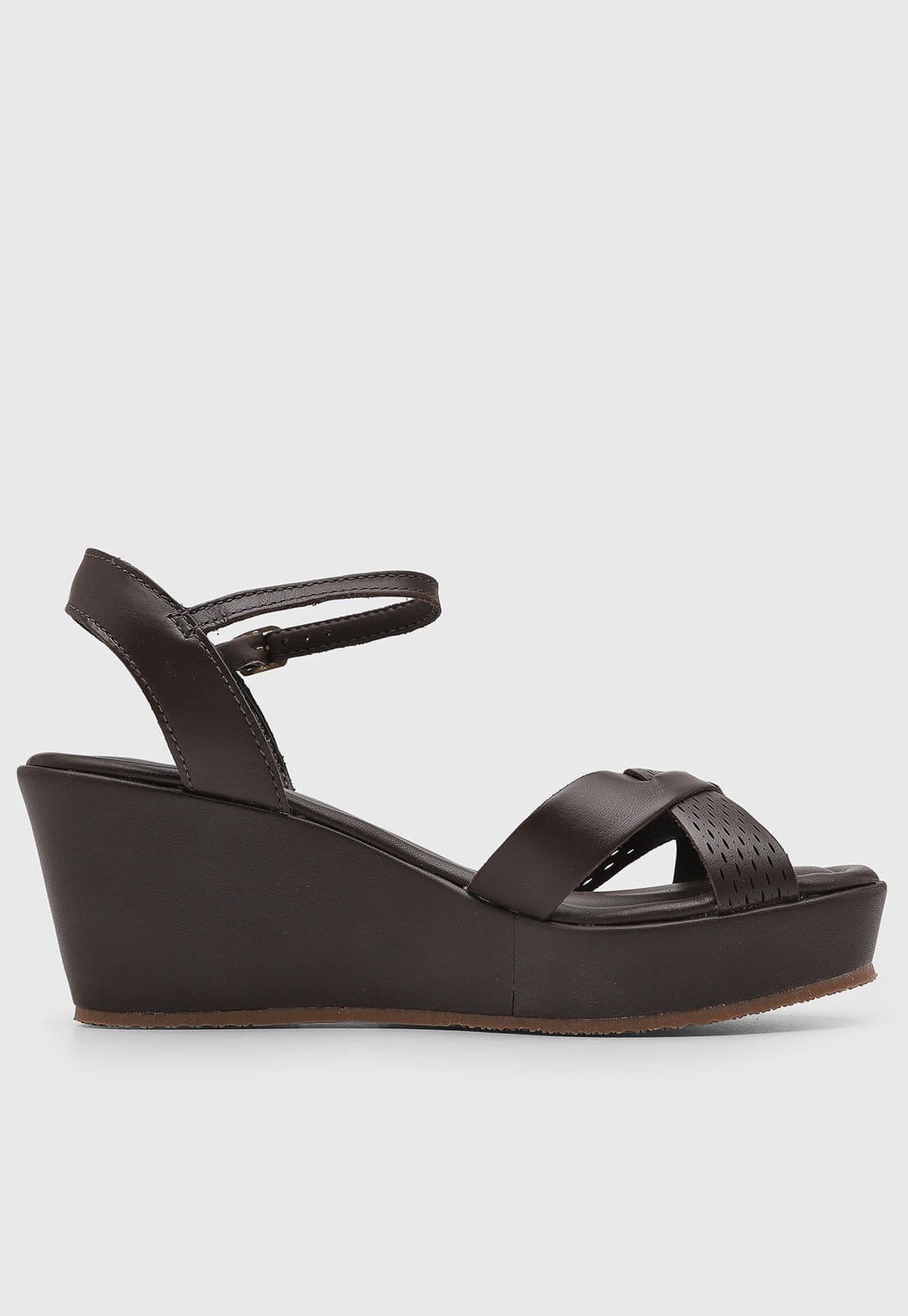 Vista 2 Sandália Feminina Bottero Anabela Tiras Vazadas Bottero marrom