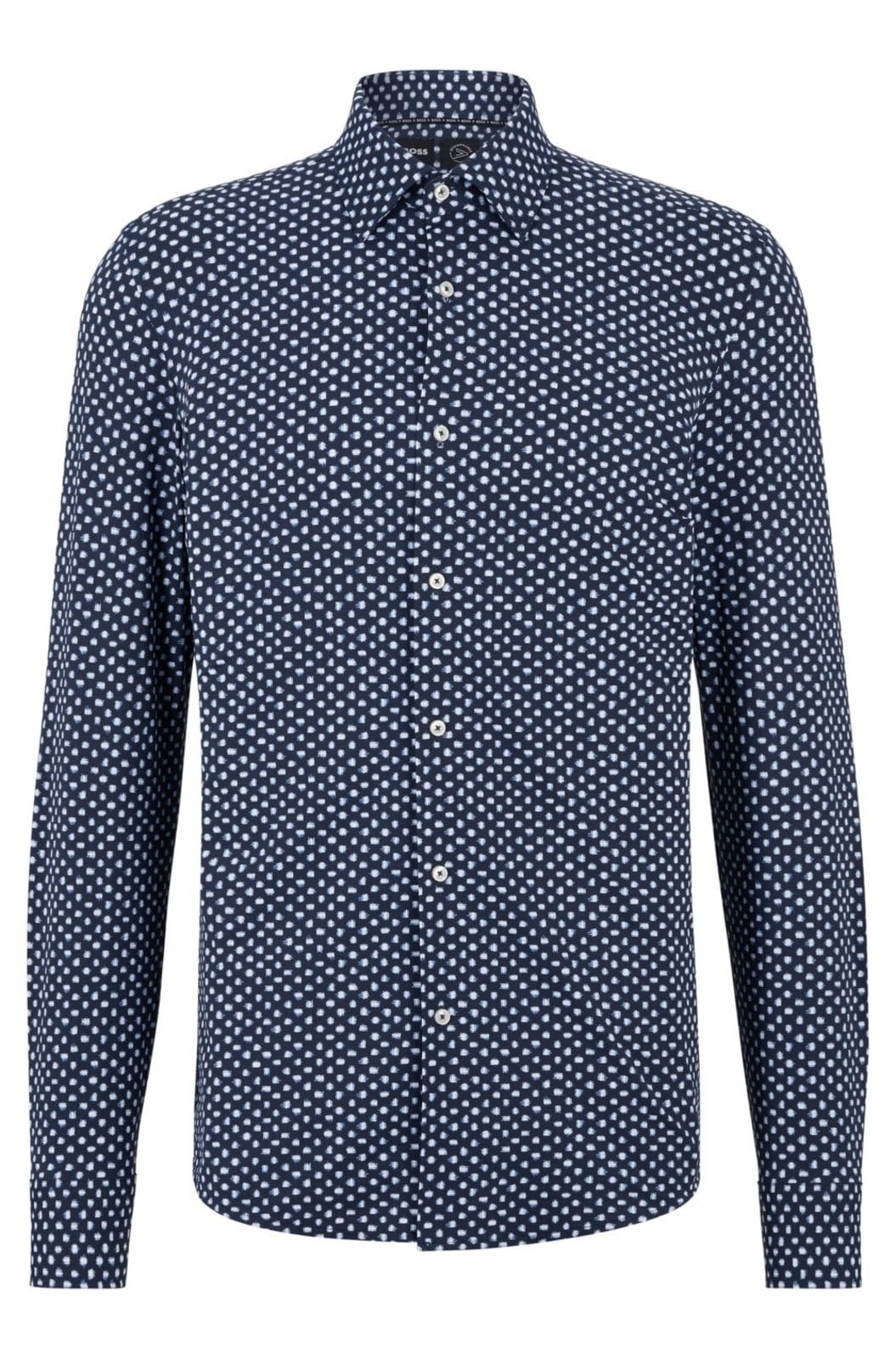 Camisa Slim Fit Estampada Em Jérsei De Desempenho Stretch