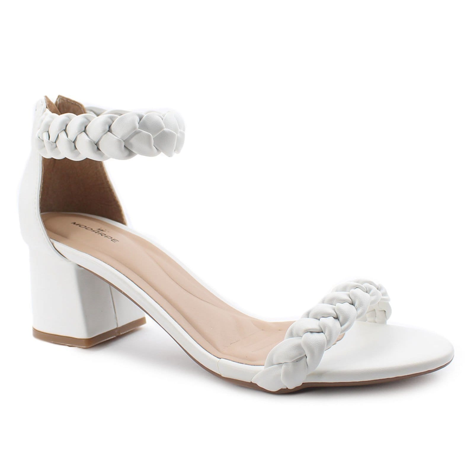 Vista 2 Sandália Modarpe Salto Grosso Baixo Confortável B60 Modarpe branco