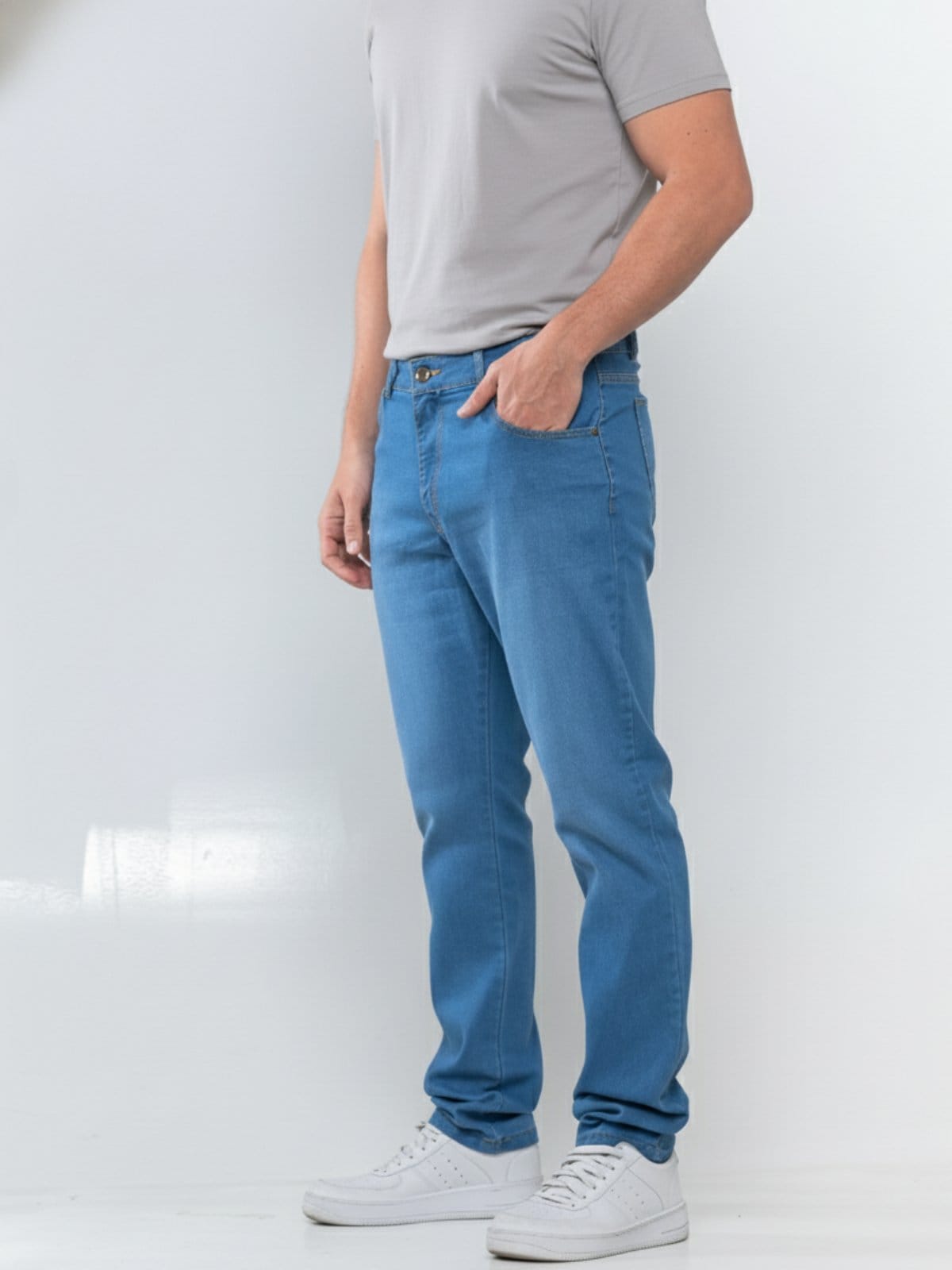 Calça Jeans Masculina Alpha Street Wear Slim Confortavel e Basica Claro