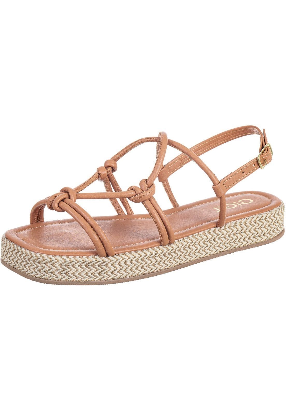 Sandália Flatform GiGil Papete Espadrille Tiras Abauladas Blush