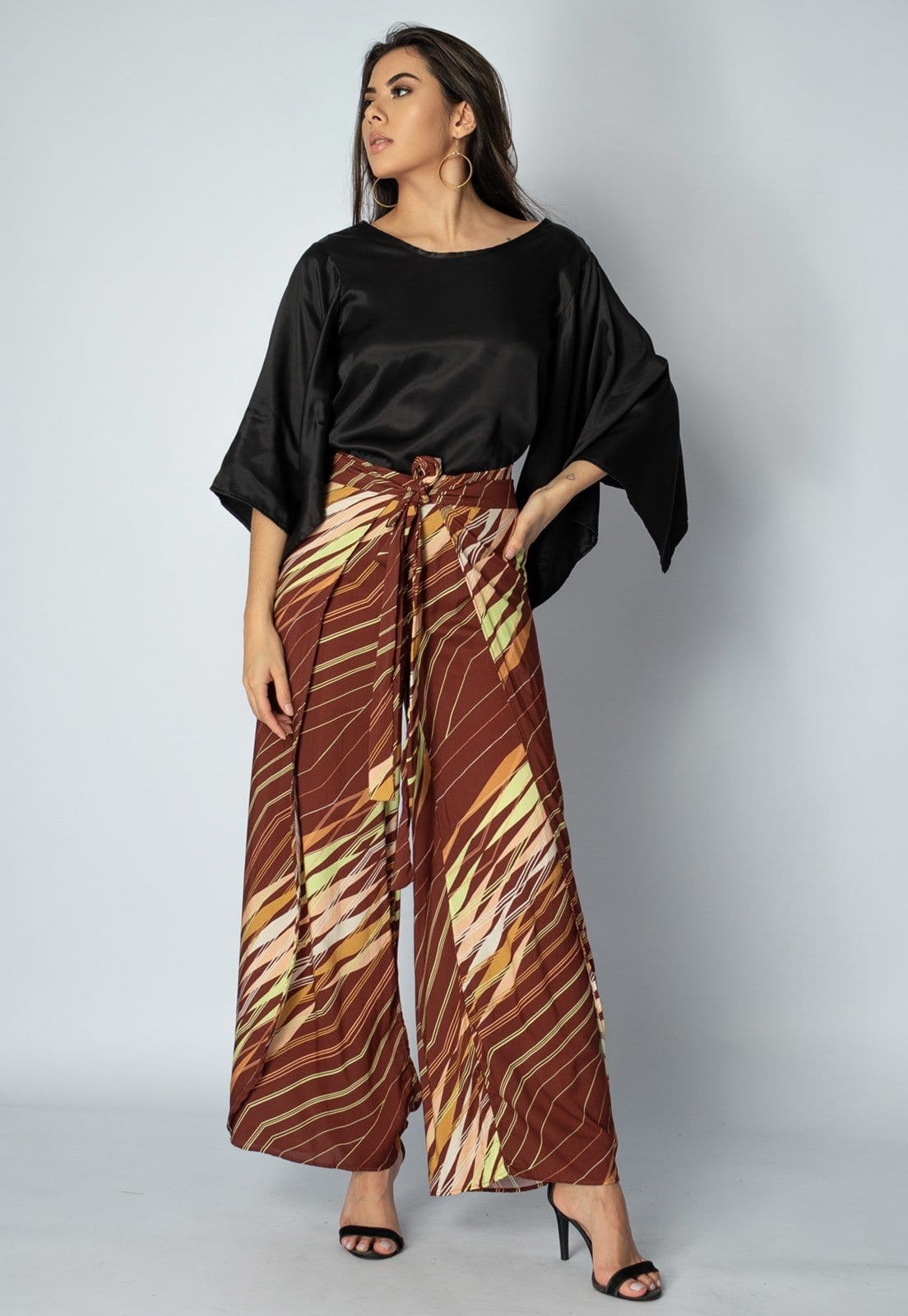 Vista 2 Calça Envelope Amazonia Vital Longa Viscose Background Amazonia Vital estampado/marrom/multicolorido