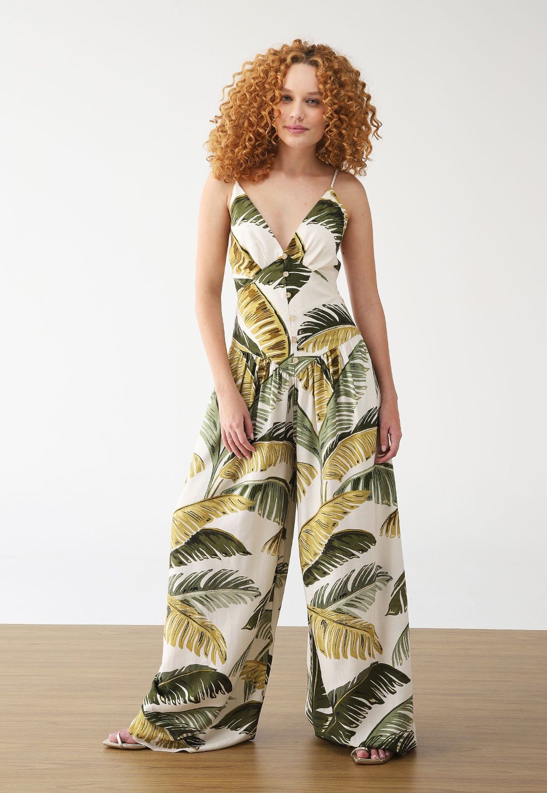 Macacão FARM Longo Pantalona Trancoso Off-White