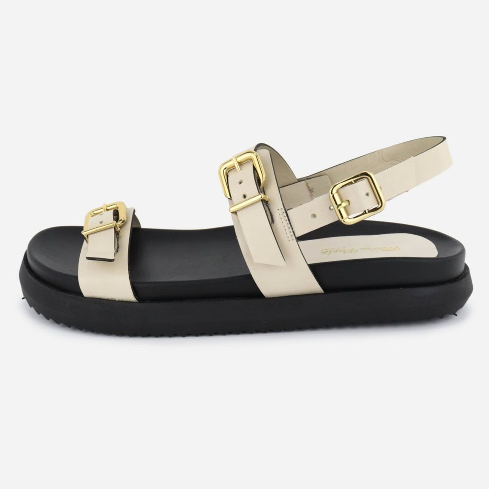 Sandália Off Fivela Fechamento Confort Solado Maria Paula Couro Rasteiria White