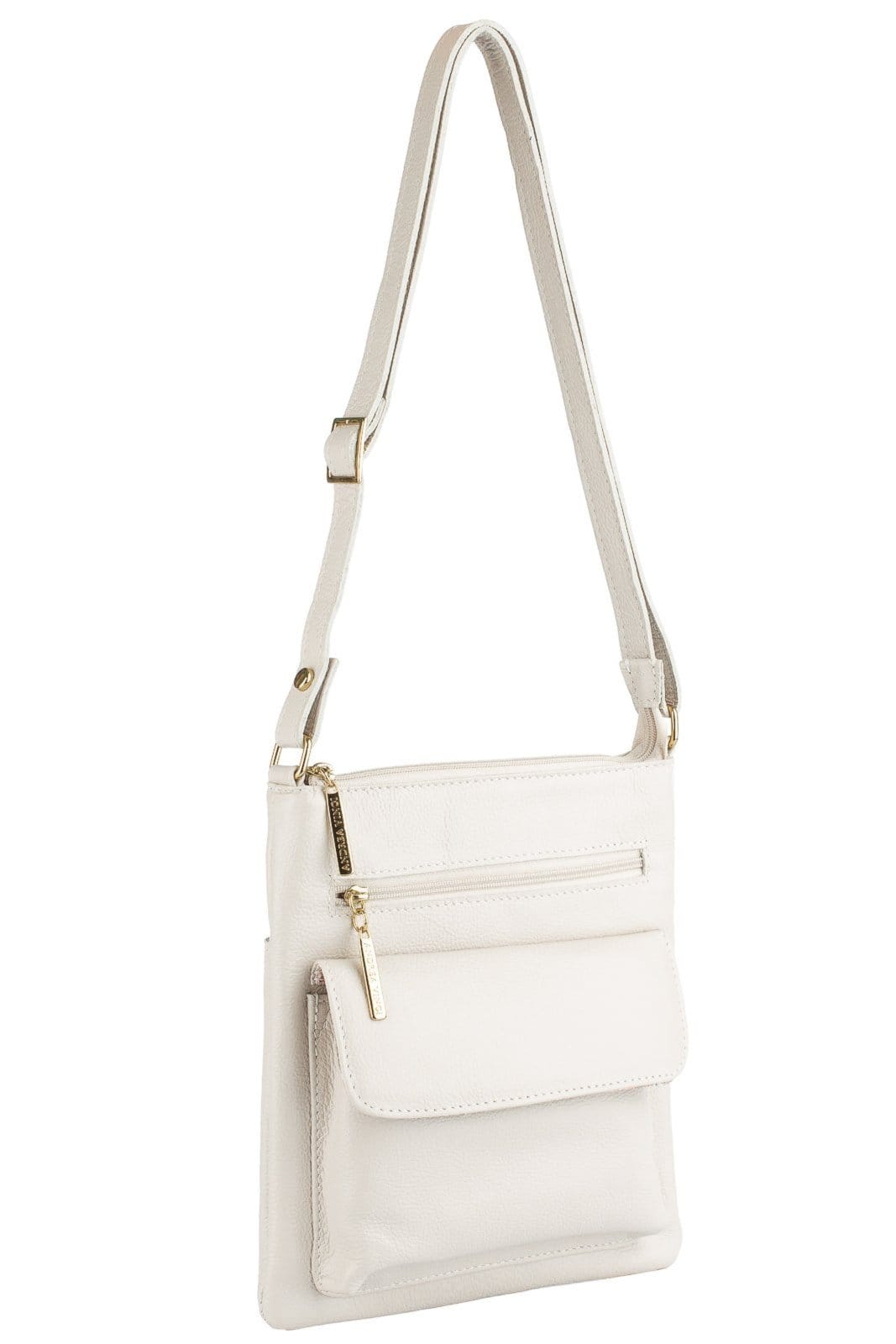 Vista 2 Bolsa pequena transversal de couro liso Alana - Marfim Andrea Vinci vermelho