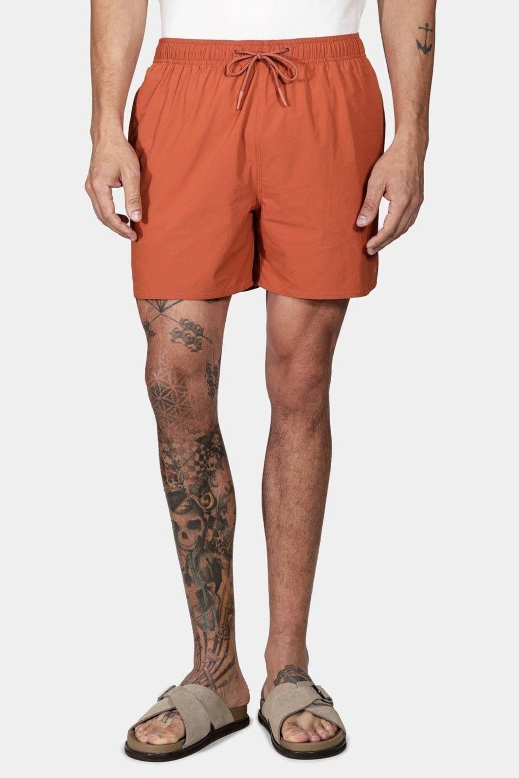 Shorts Aramis de Elástico Liso Maquinetado Telha