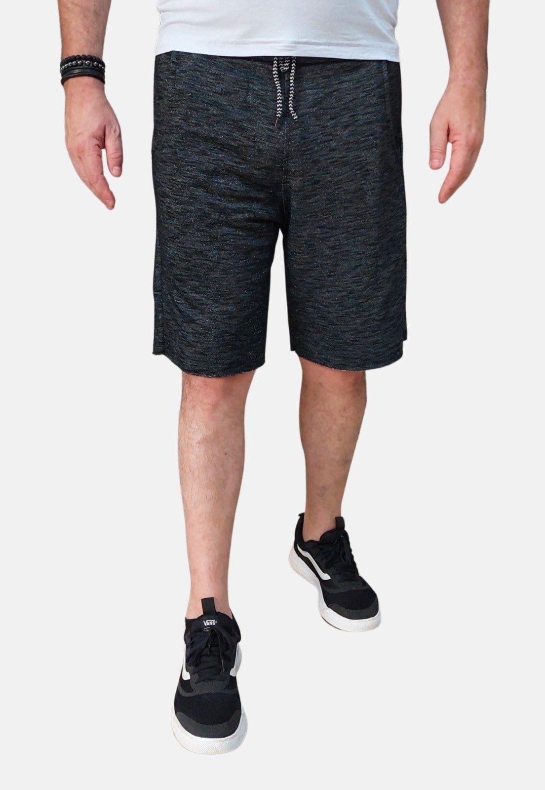 Vista principal Bermuda Moletom Masculina Academia Boen Jeans Mescla BOEN JEANS preto