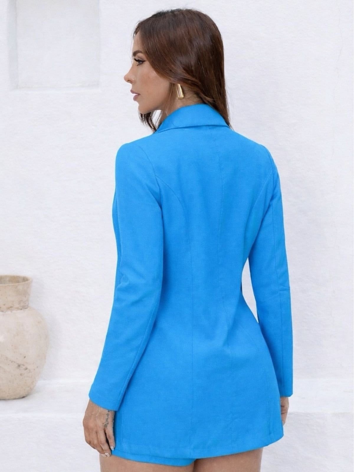 Vista 2 Conjunto Feminino Divina Gata Blazer Colete Duplo Shorts Curto Elegante Casual - Azul ALGARVE DIVINA GATA vermelho azul