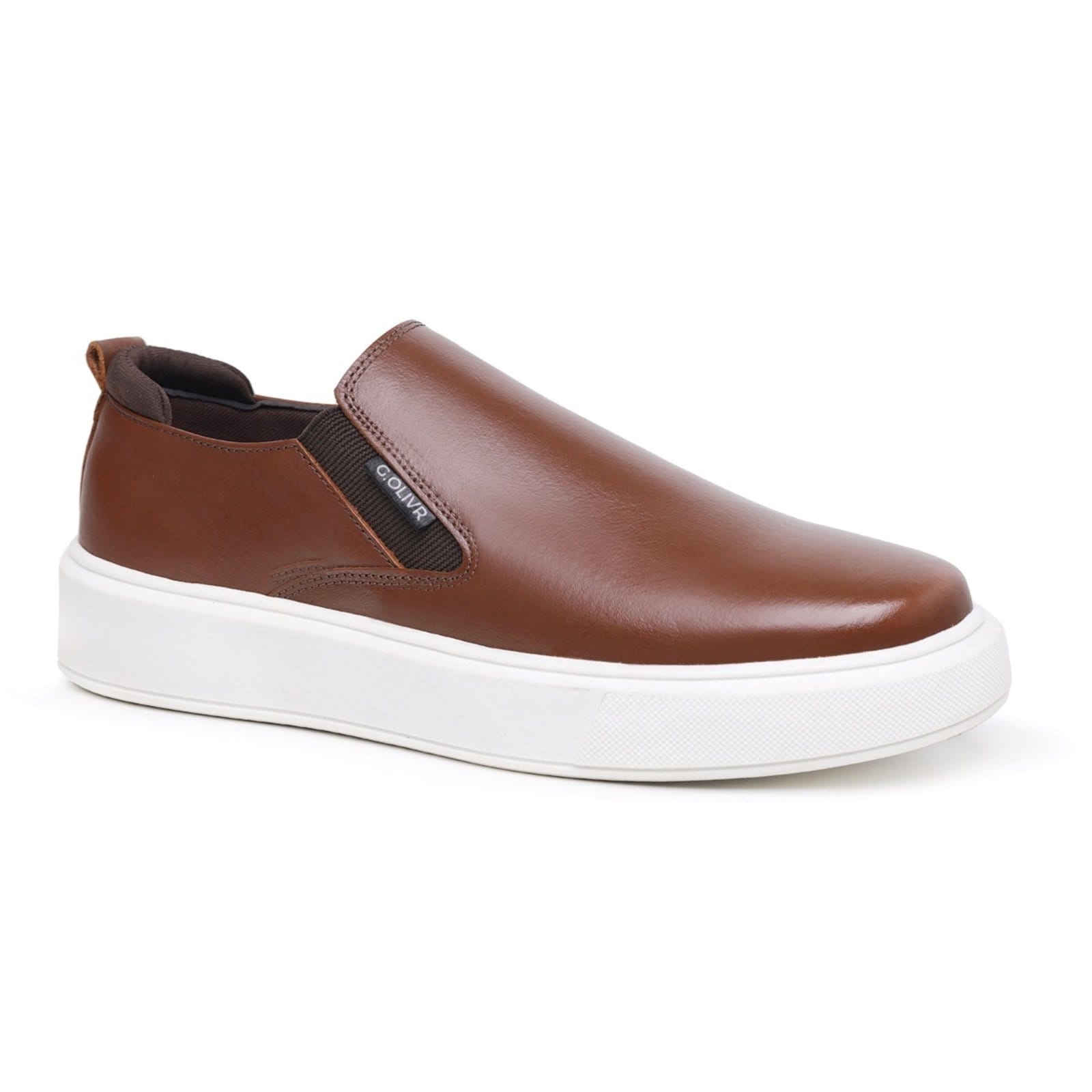 Vista 2 Sapatenis Slip On Lavini Couro Casual Casamento Sola Alta Café Lavini Shoes marrom