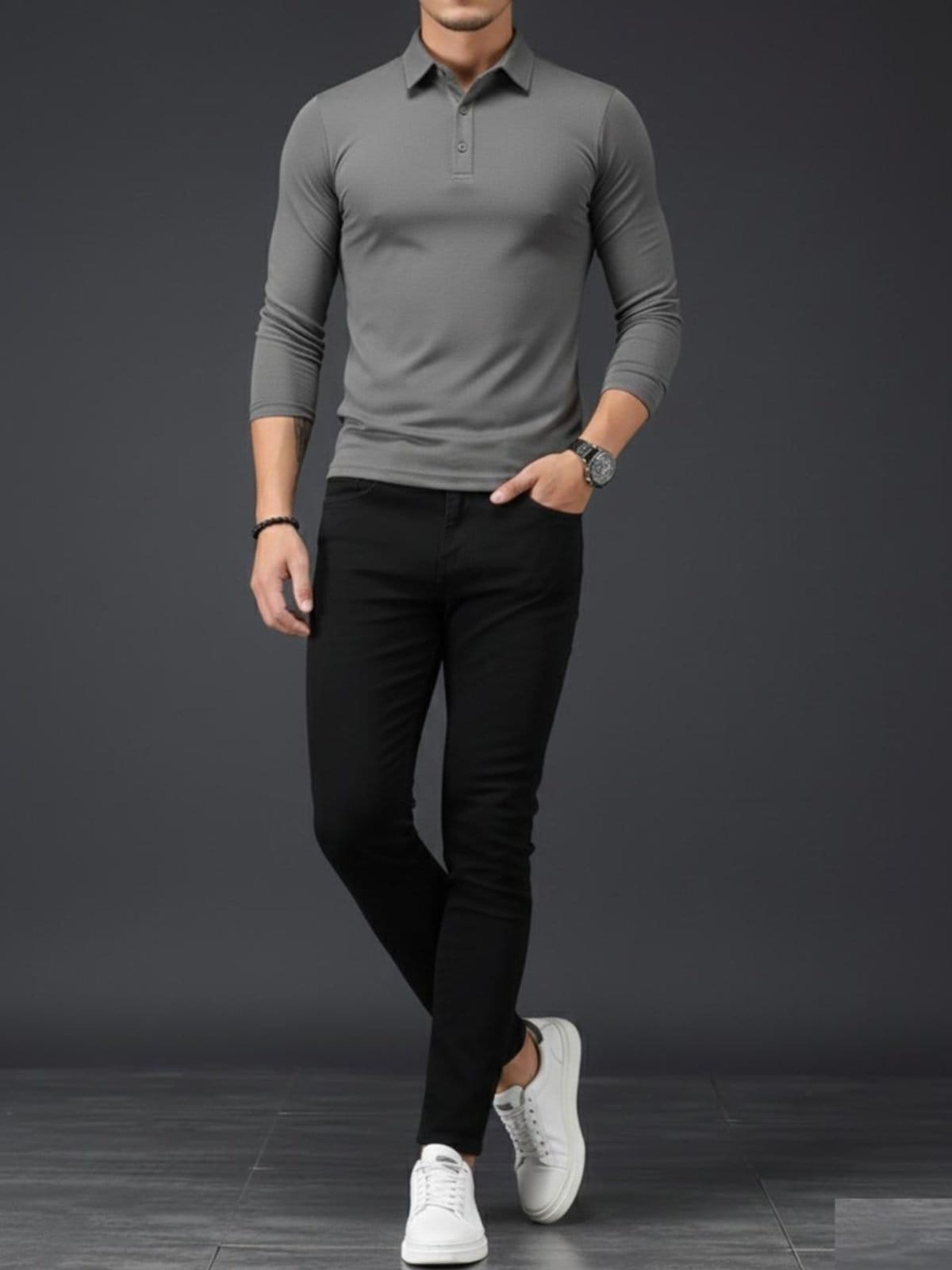 Vista principal Calça Masculina de Sarja Sk Jeans com Confortável em Algodão Preta TEX JEANS preto