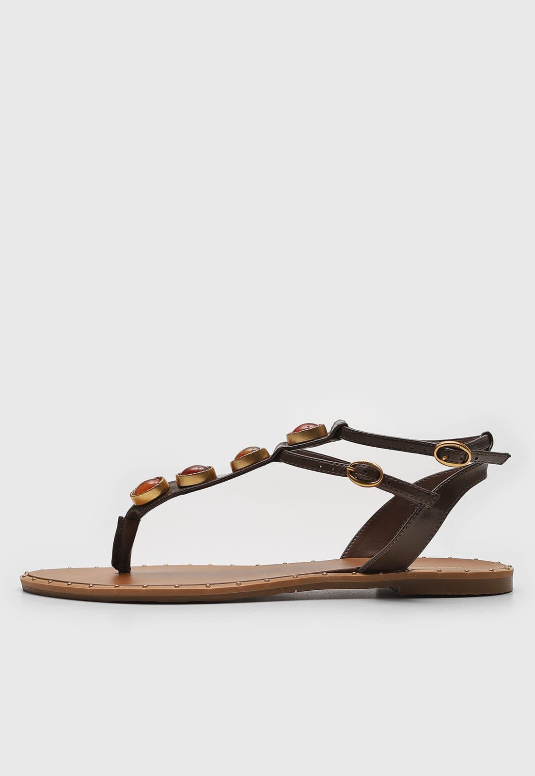 Vista principal Rasteira Lança Perfume Pedraria Lança Perfume marrom