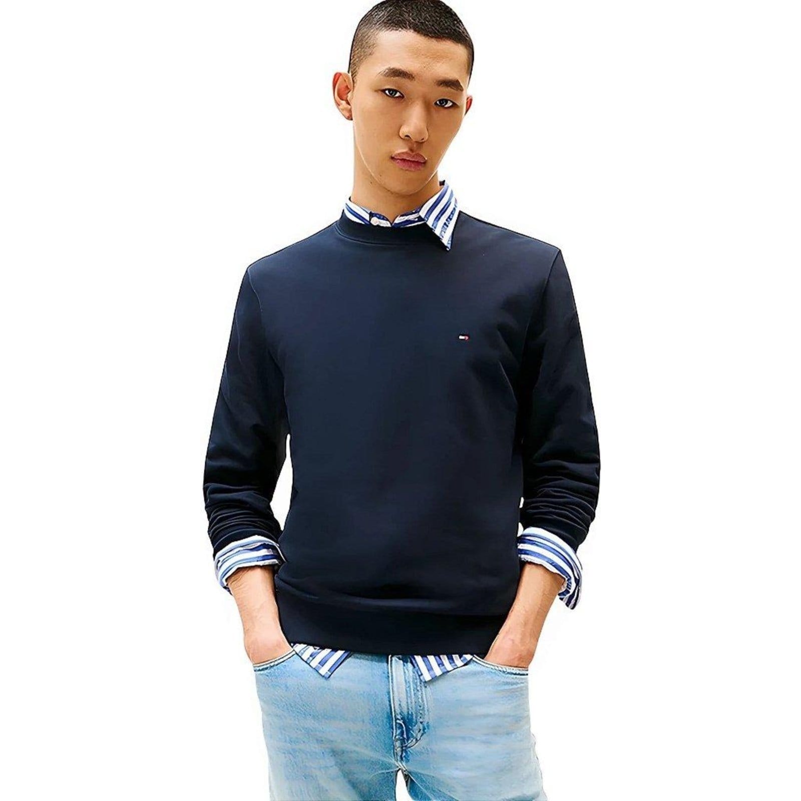 Vista 2 Moletom Tommy Hilfiger Casaco Terry Crew Masculino Marinho Tommy Hilfiger azul marinho