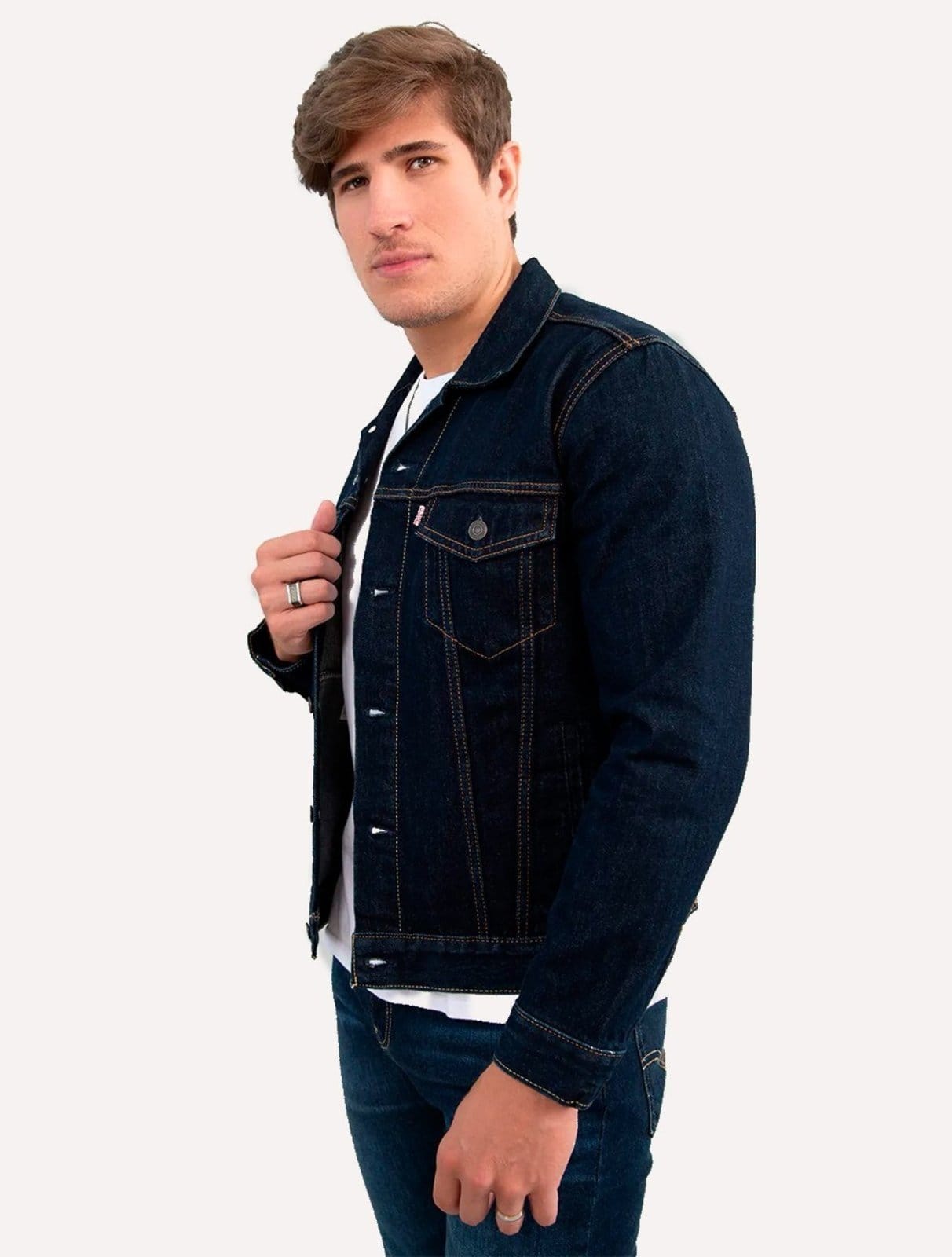 Vista 2 Jaqueta Levis Jeans Masculina Trucker Rinse Escura Levis azul