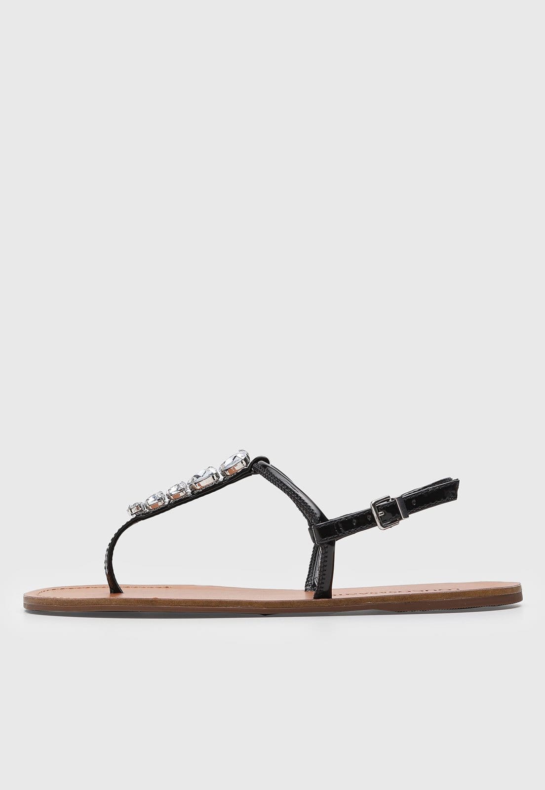 Vista principal Rasteira Feminina Loucos e Santos Pedrarias Preta Loucos e Santos preto