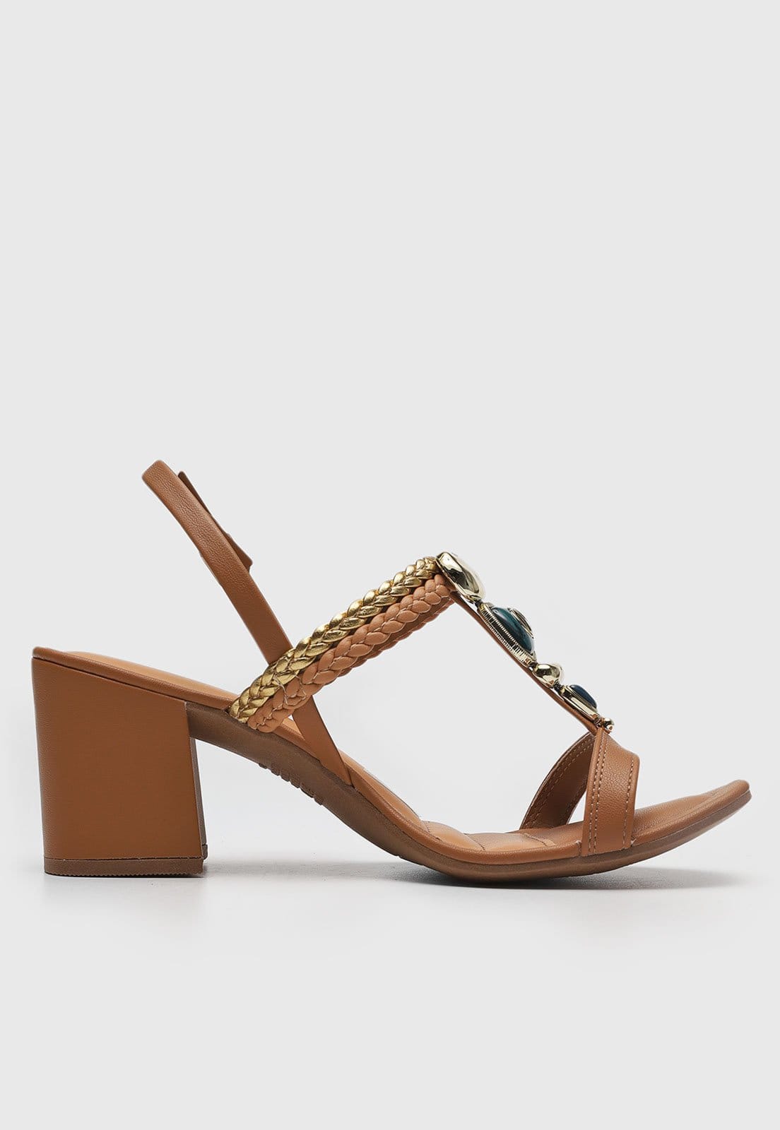 Vista 2 Sandália Feminina Dakota Tiras Trançadas Dakota caramelo