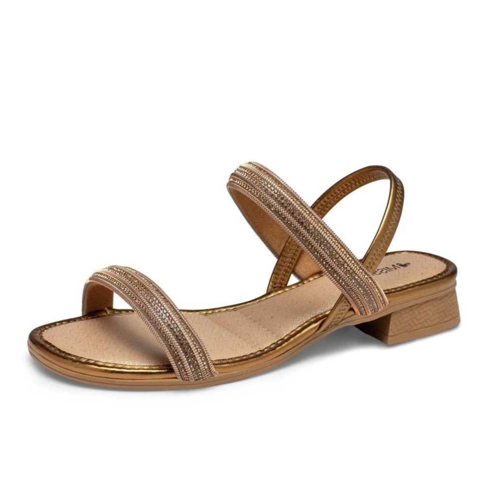 Vista 2 Sandália Feminina Mississipi Saltinho Bloco Tiras Brilhantes MISSISSIPI bronze