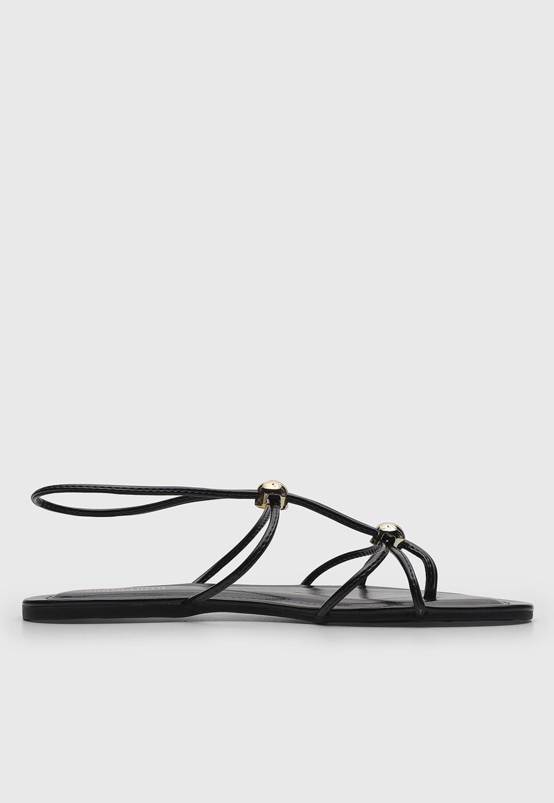 Vista 2 Rasteira Feminina Santa Lolla Tiras Detalhes Metálicos Preta Santa Lolla preto