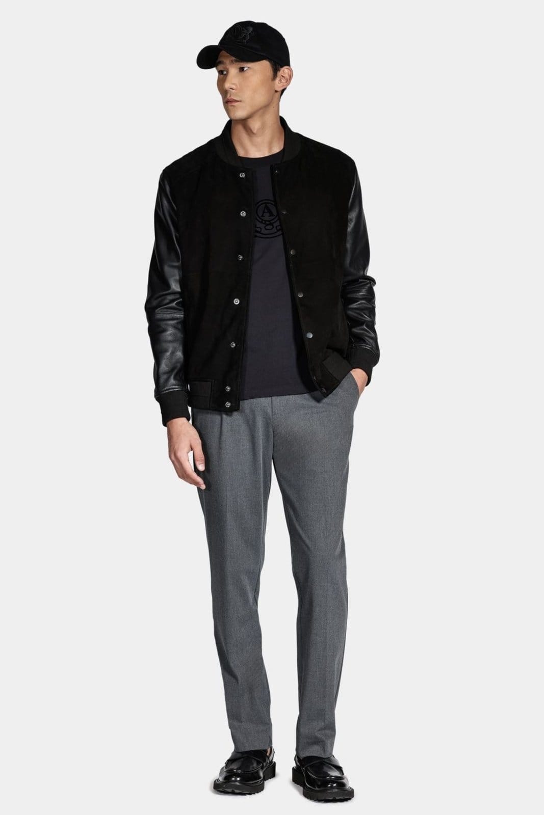 Vista 2 Calça Aramis Alfaiataria Cós Elástico Grafite Mescla Aramis incolor