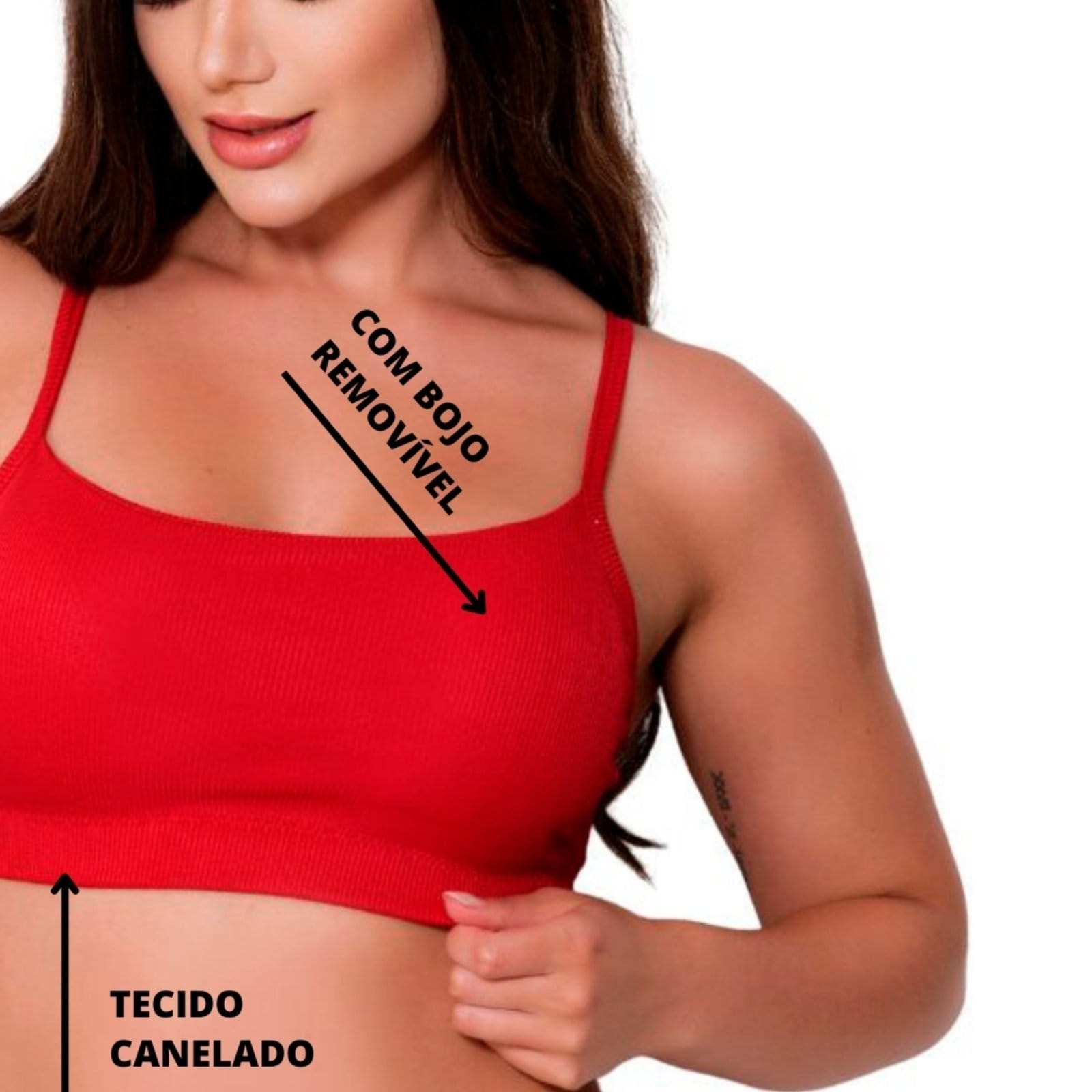 Top Canelado Gabi Lingerie Com Bojo Removível Confortável Cropped Bustie Algodão Lingerie Elegante - 2