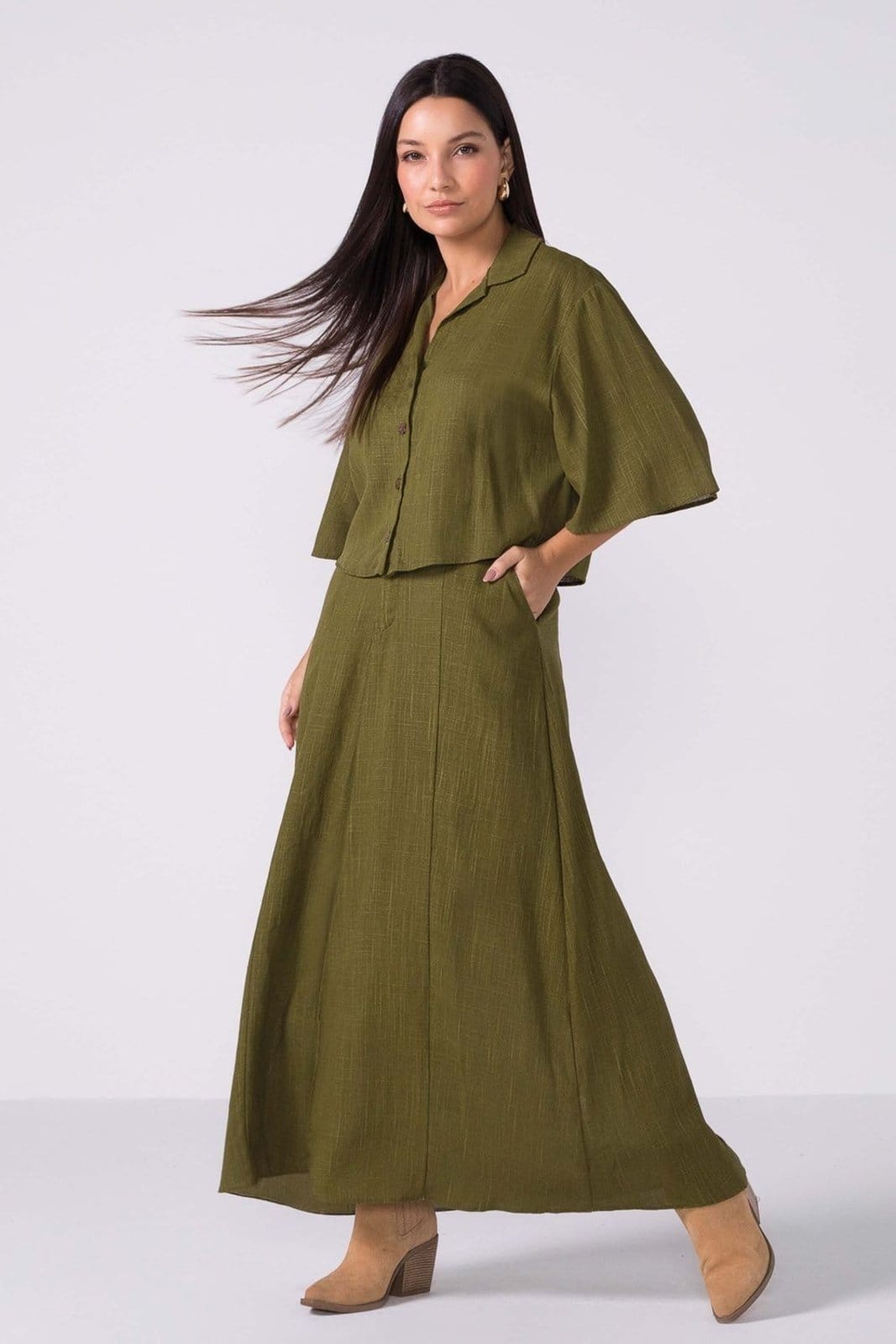 Camisa Feminina Manga Ampla Viscolinho Marialícia - 2