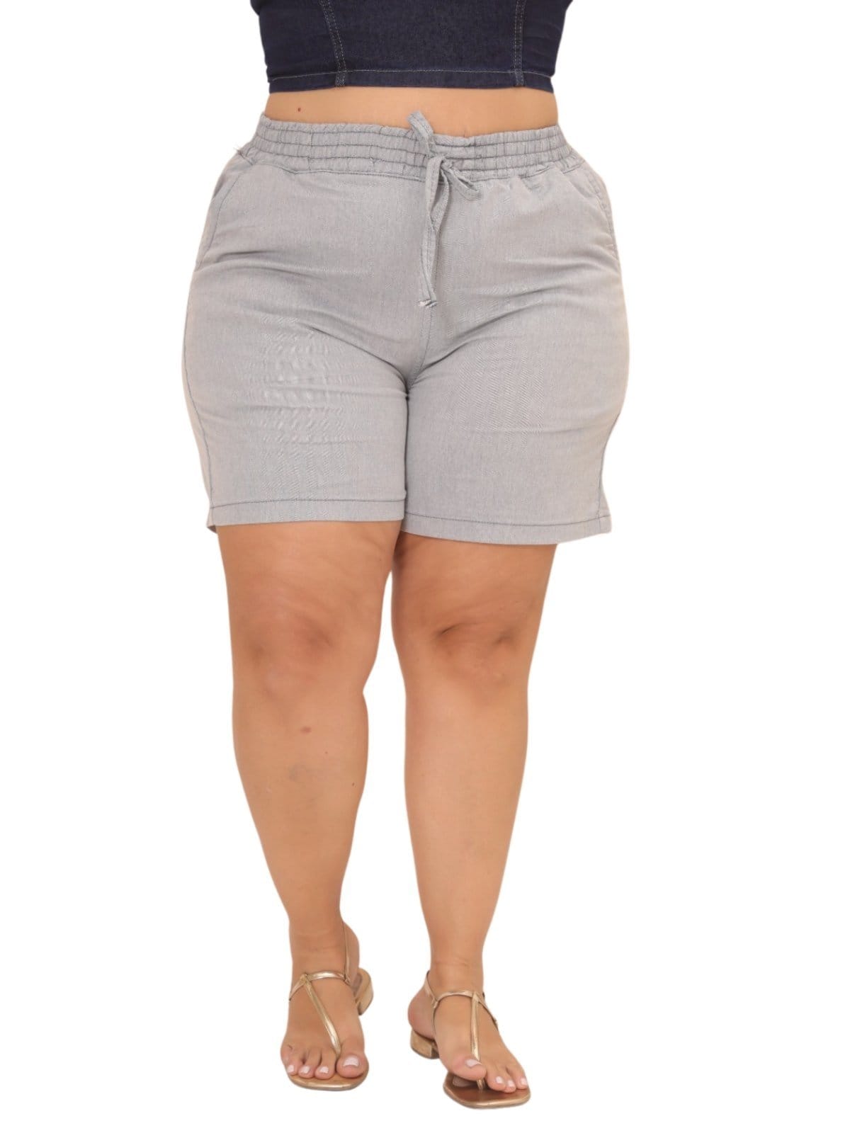 Vista principal Short Feminina Jeans Light Jogger Stretch JEANS LIGHT cinza