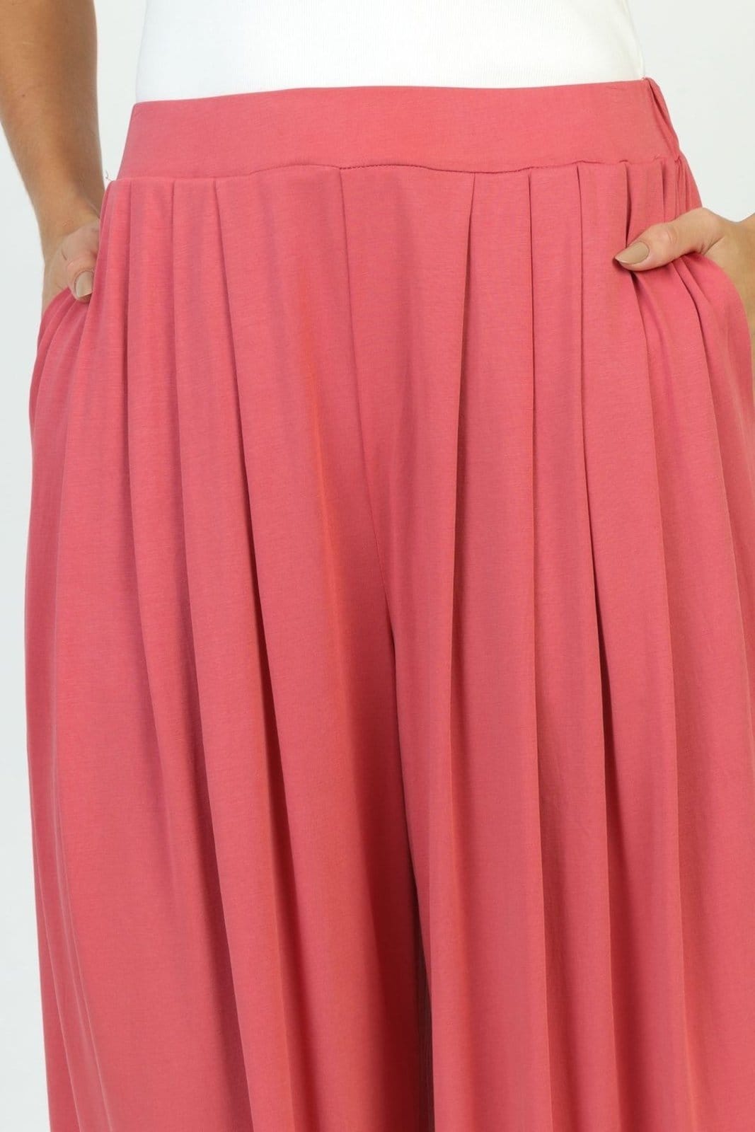 Vista 2 Calça Pantalona com Pregas M Gazzy rosa