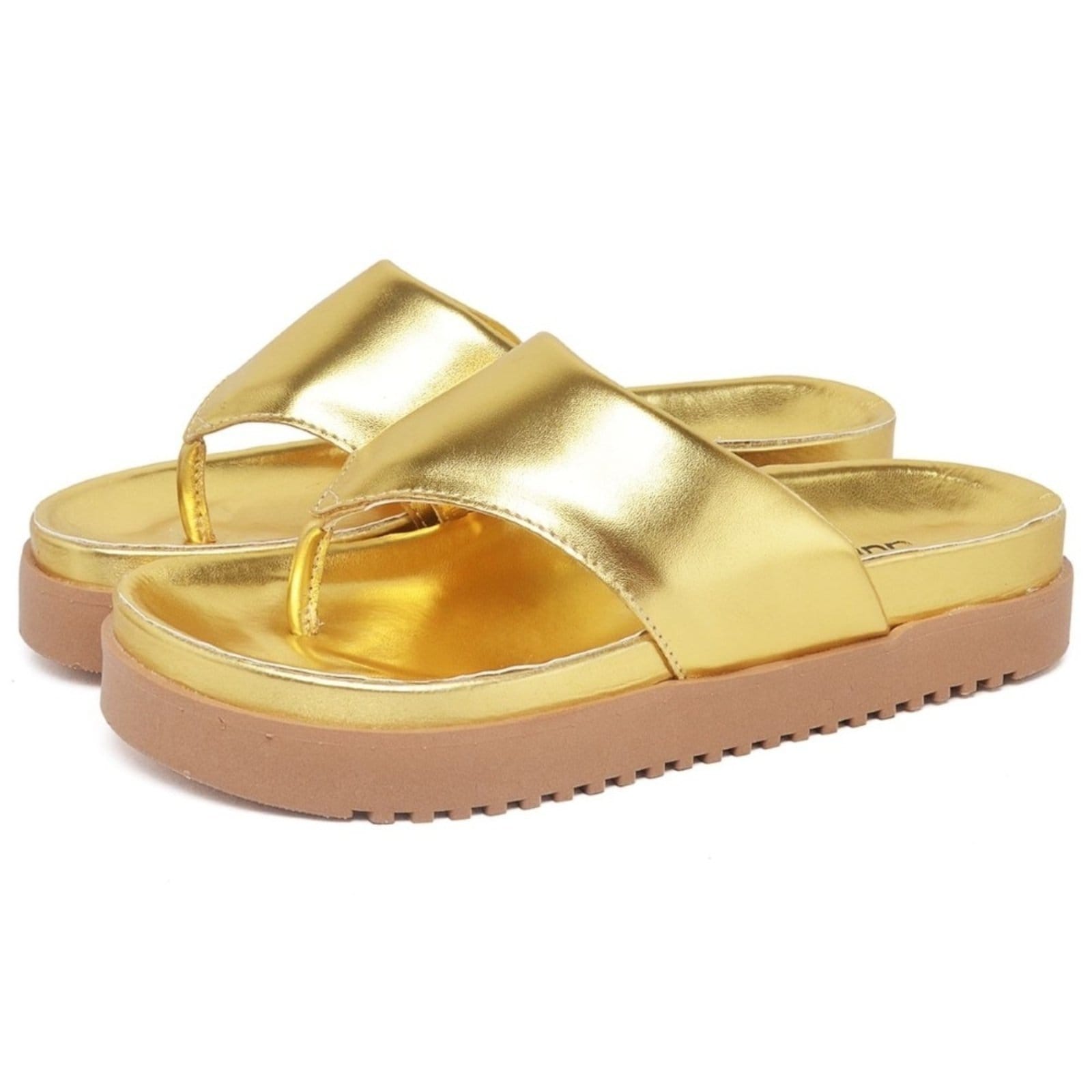 Vista principal Sandália Chinela Feminina 2045FG Off-White Dourado DUBUY dourado white