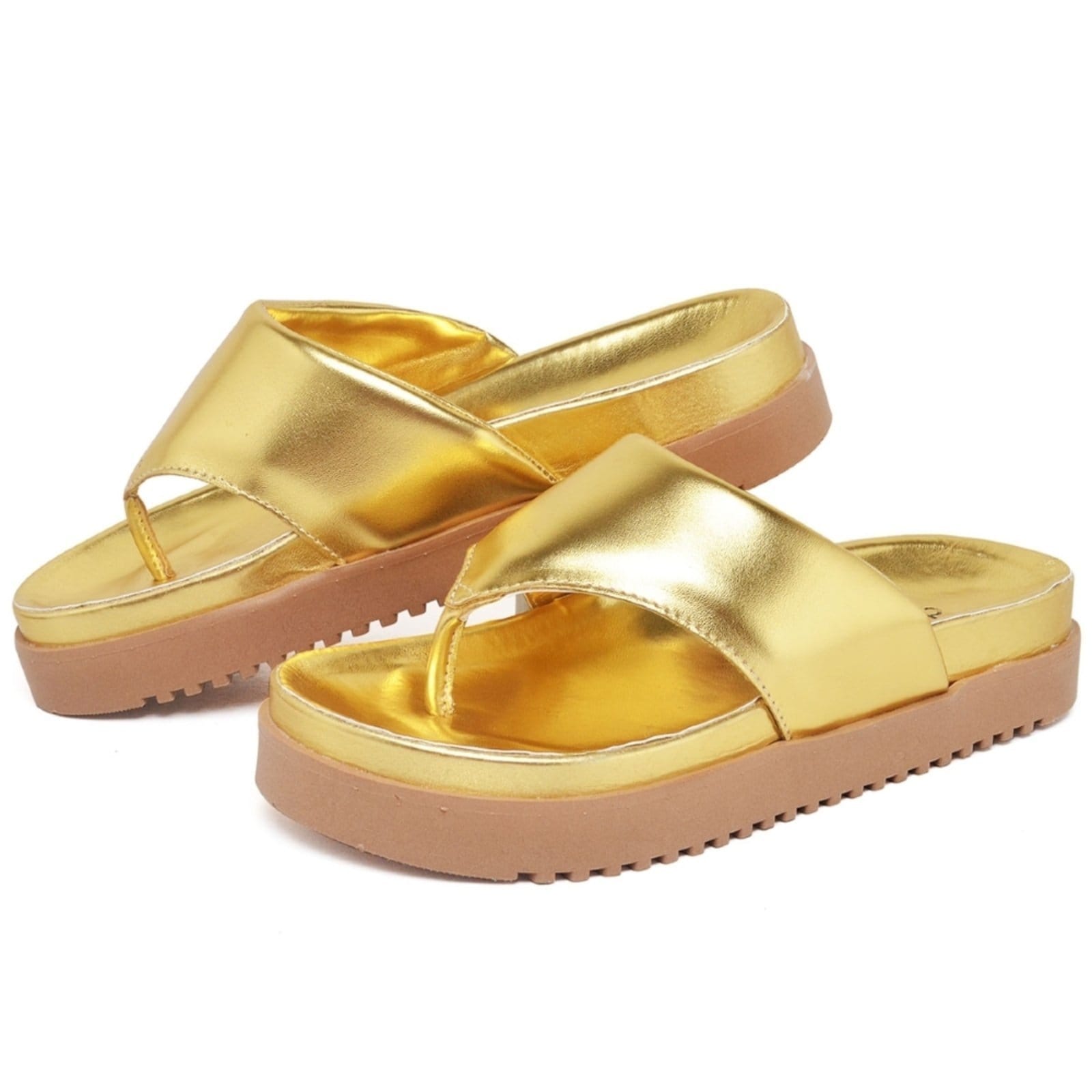 Vista 2 Sandália Chinela Feminina 2045FG Off-White Dourado DUBUY dourado white