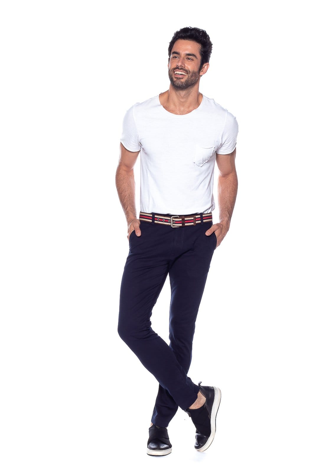 Vista 2 Calça Sarja Conforto Macaw Slim Fit Beau Marinho Macaw azul/azul marinho azul