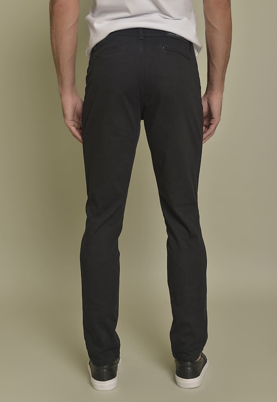 Vista 2 Calça Masculina Slim Fit Sport Fino em Sarja Lemier Collection LEMIER preto