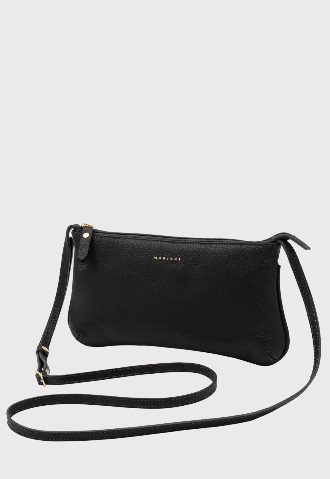 Bolsa Transversal de Couro Mariart Caipirinha Preta