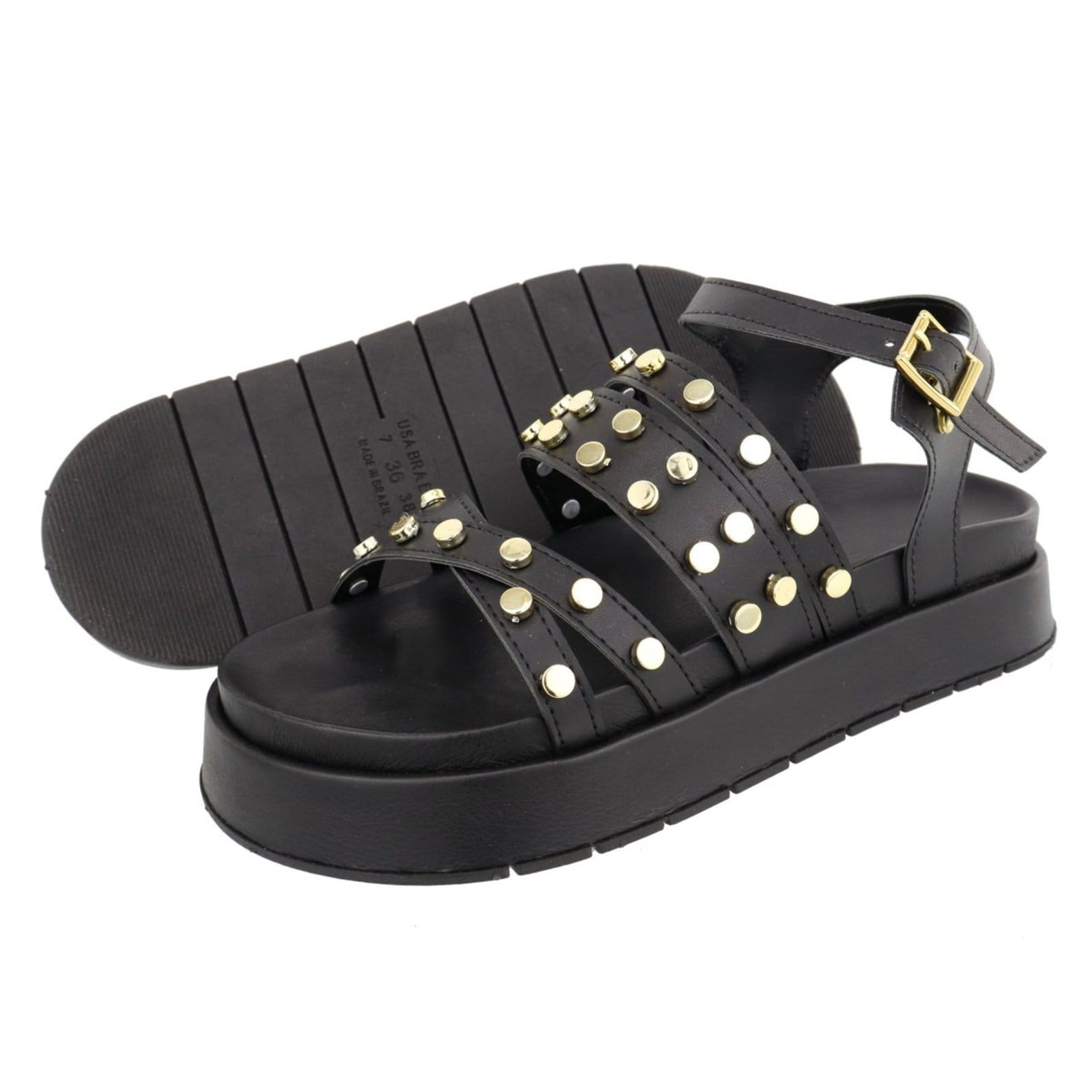 Vista 2 Sandália Papete Feminina Plataforma Sola Alta Bolinhas Preta TELLINI STORE preto