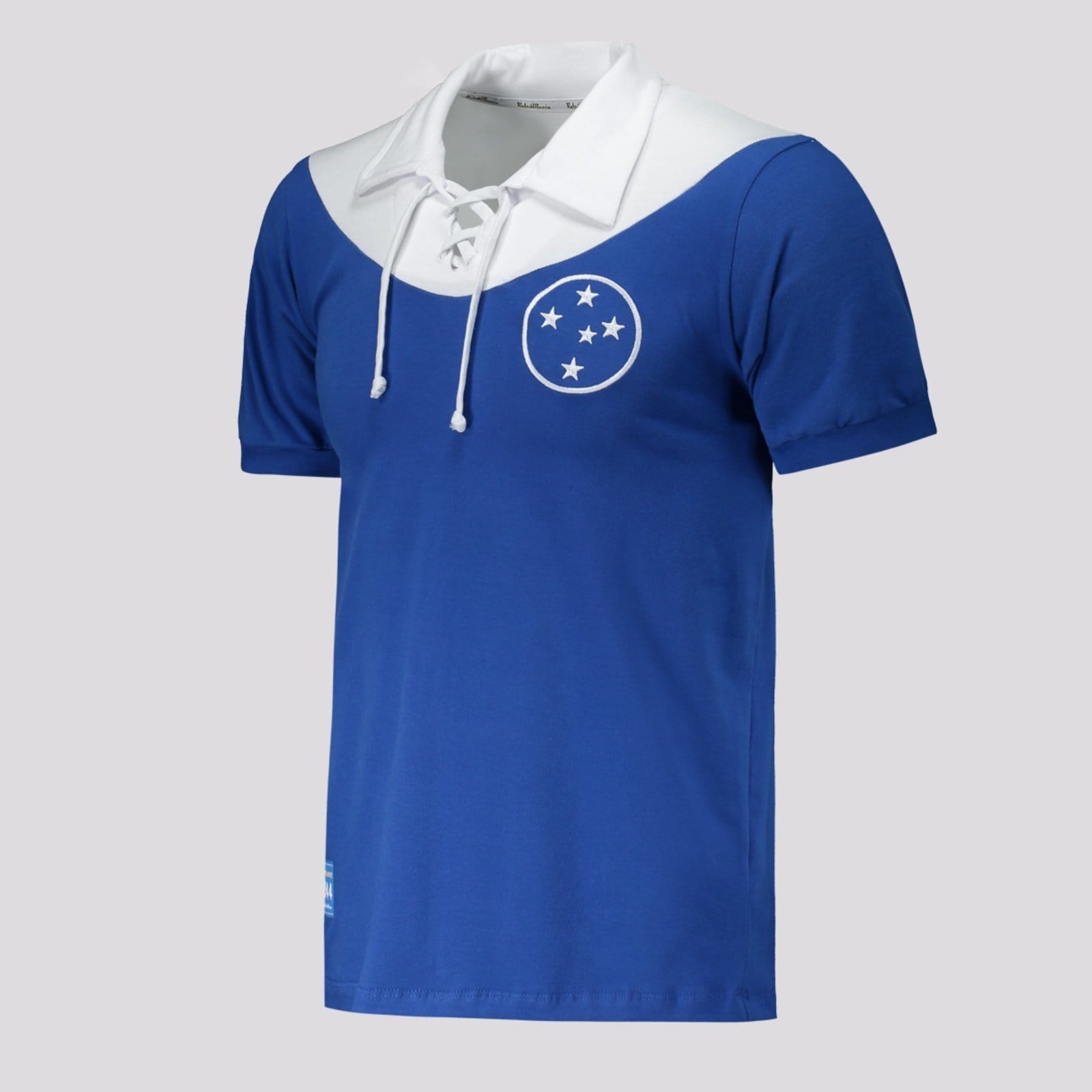 Vista 2 Camisa Cruzeiro Retrô 1944 e Branca Retrômania azul