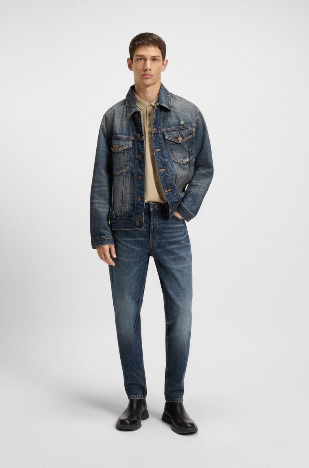 Vista 2 Camisa Polo Em Piqué De Algodão Com Estampa De Logo HUGO bege