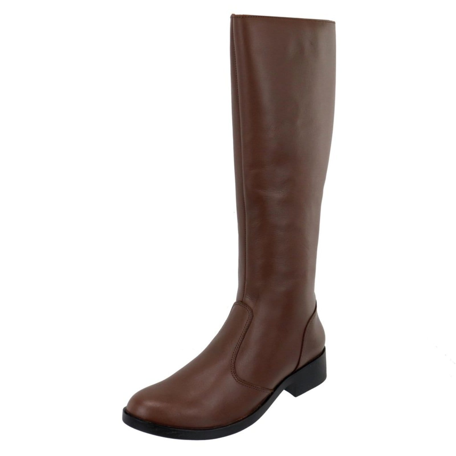 Vista principal Bota Montaria em Couro Feminina Cano Longo Lisa Chocolate TELLINI STORE marrom