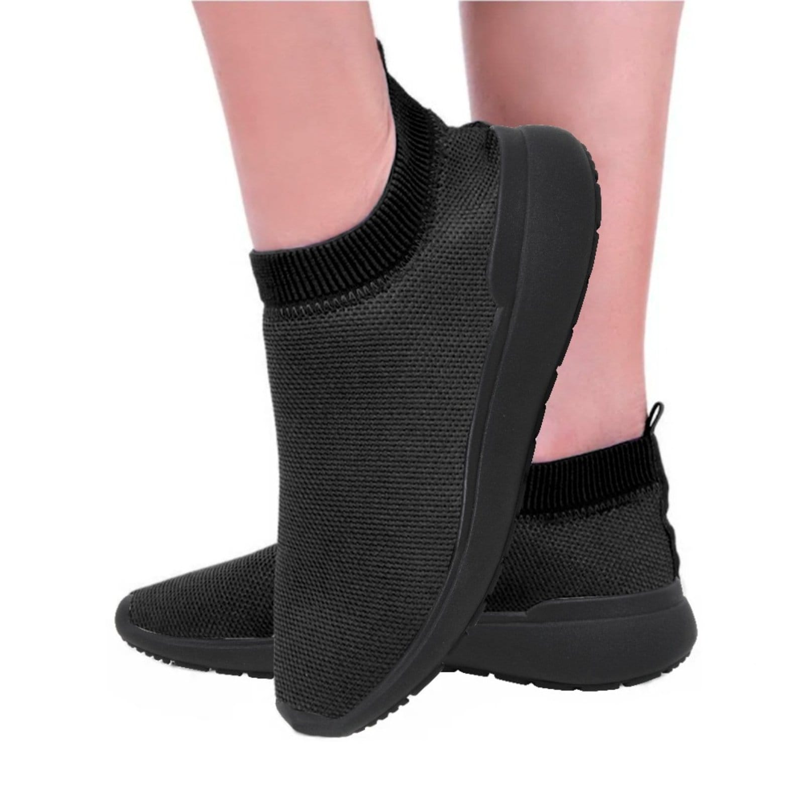 Tênis Feminino Calce Fácil Estilo Meia Respirável Academia Esporte Casual Black