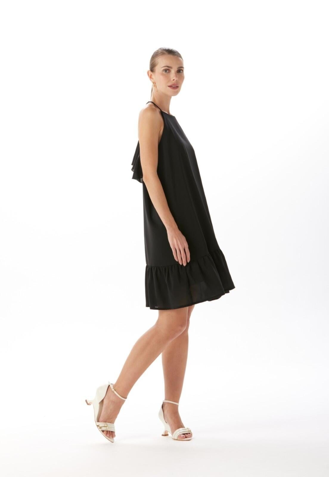 Vista 2 Vestido Curto De Alça Com Babado Traymon Gg Traymon preto