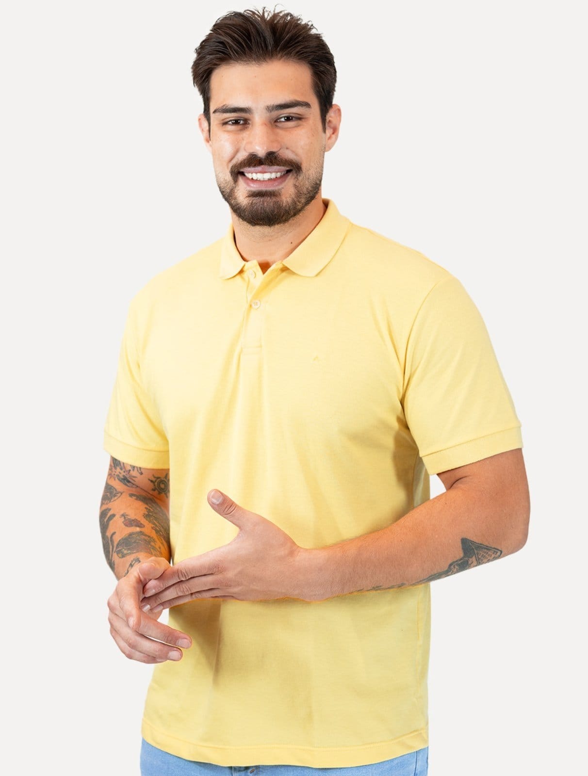 Polo Aramis Masculina Piquet Lisa Mono Icon Amarela