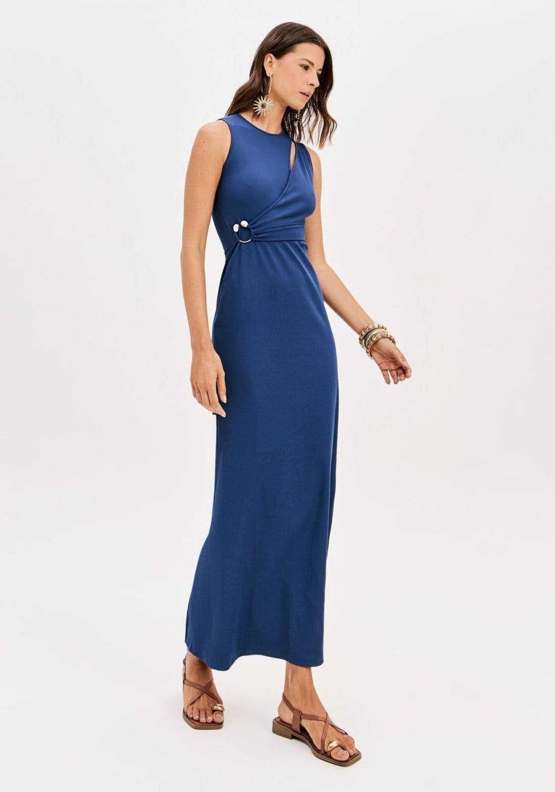 Vista principal Vestido Super Midi Com Recortes My Favorite Things azul