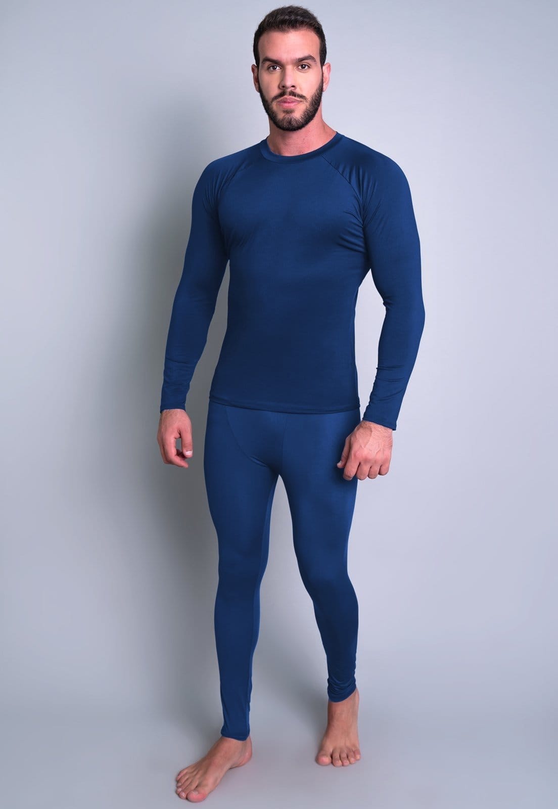 Vista principal Conjunto Térmico MVB Modas Masculina Segunda Pele Proteção Uv 50+ Azul Mvb Modas azul marinho