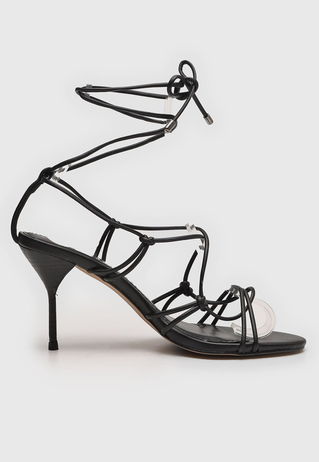 Vista 2 Sandália Feminina Santa Lolla Tiras Salto Médio Preta Santa Lolla preto