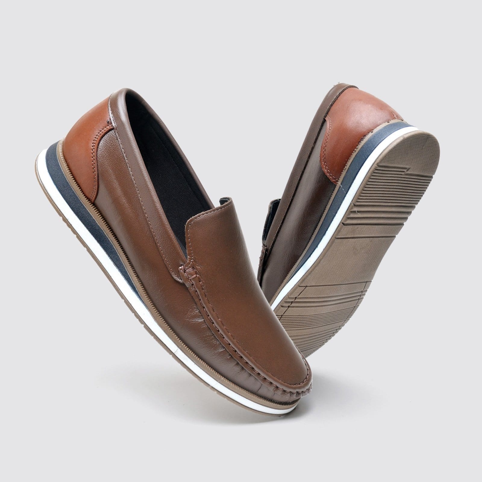 Vista 2 Mocassim Casual Masculino Em Couro Premium Soft Nine4 café/marrom