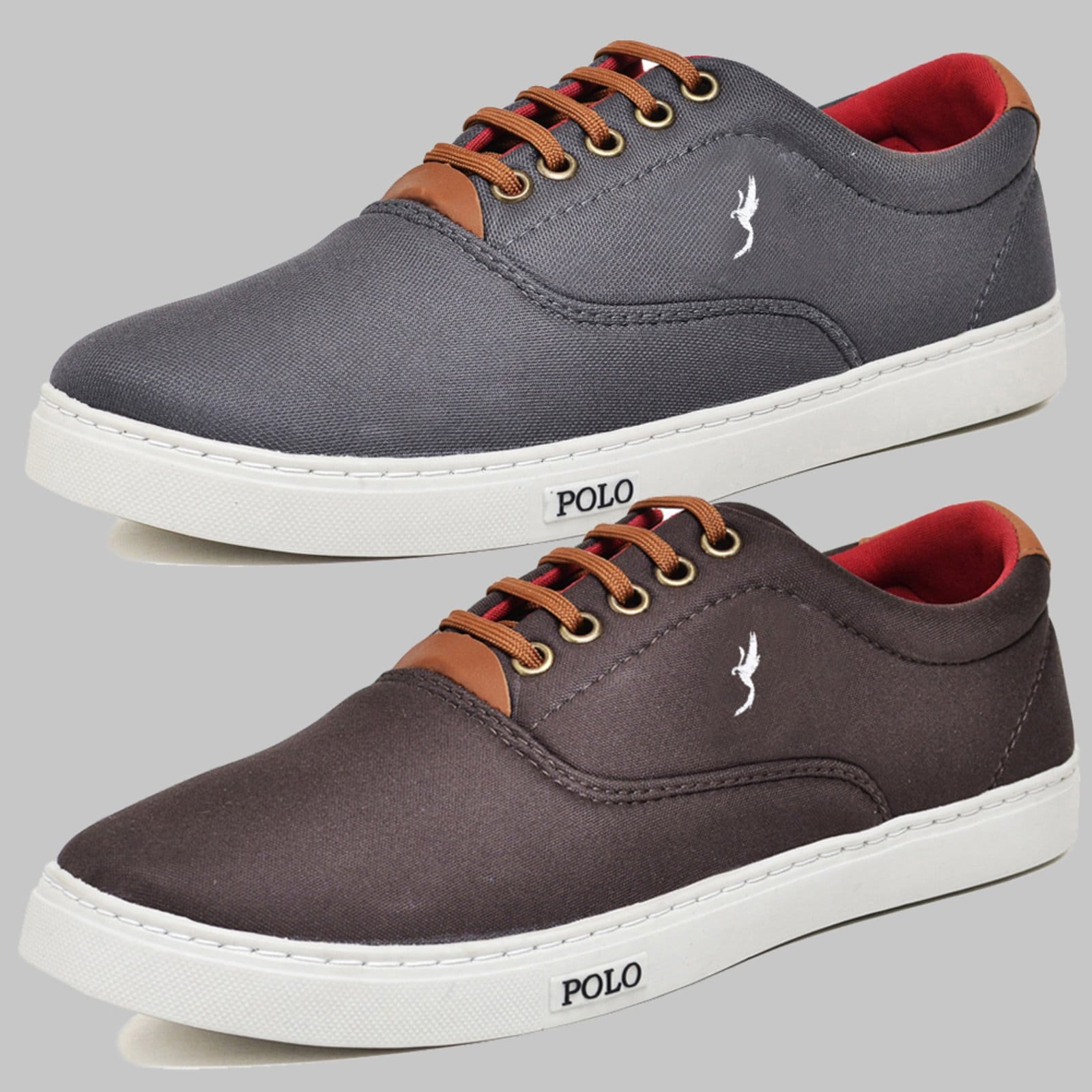 Vista principal Kit 2 Pares Sapatênis Casual Masculino Polo Cinza/Café Polo Blu blu