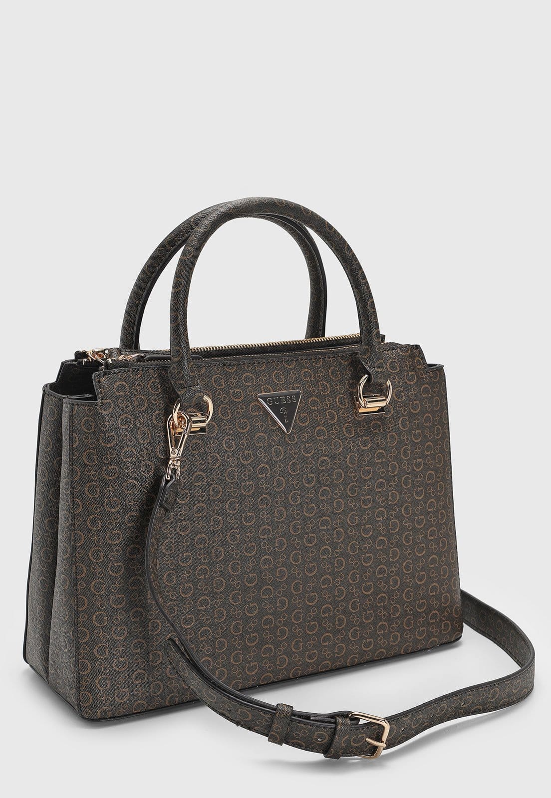 Vista 2 Bolsa Grande Guess Monograma Escuro Guess marrom