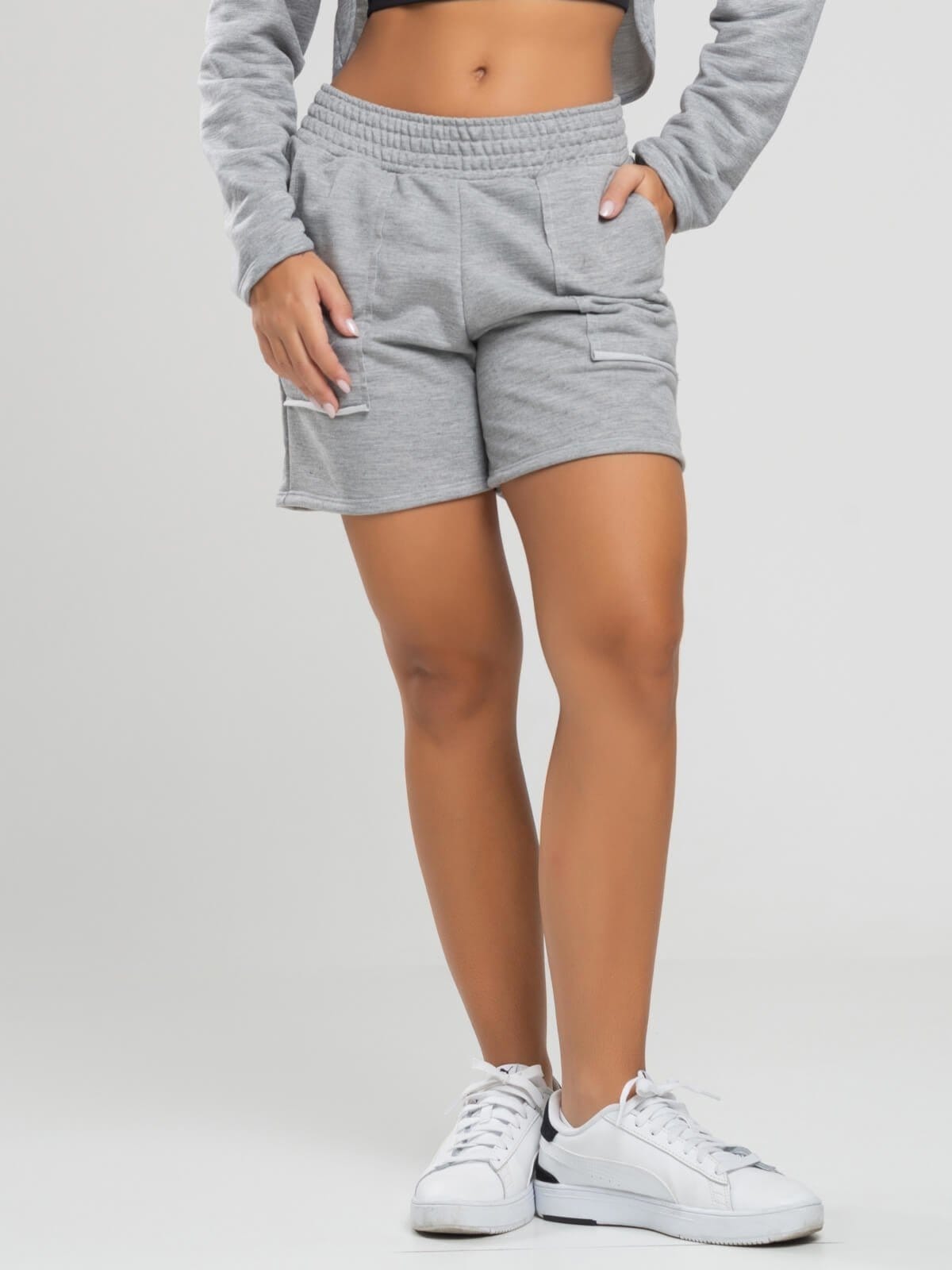 Short Curto Vicbela Cintura Alta Moletinho