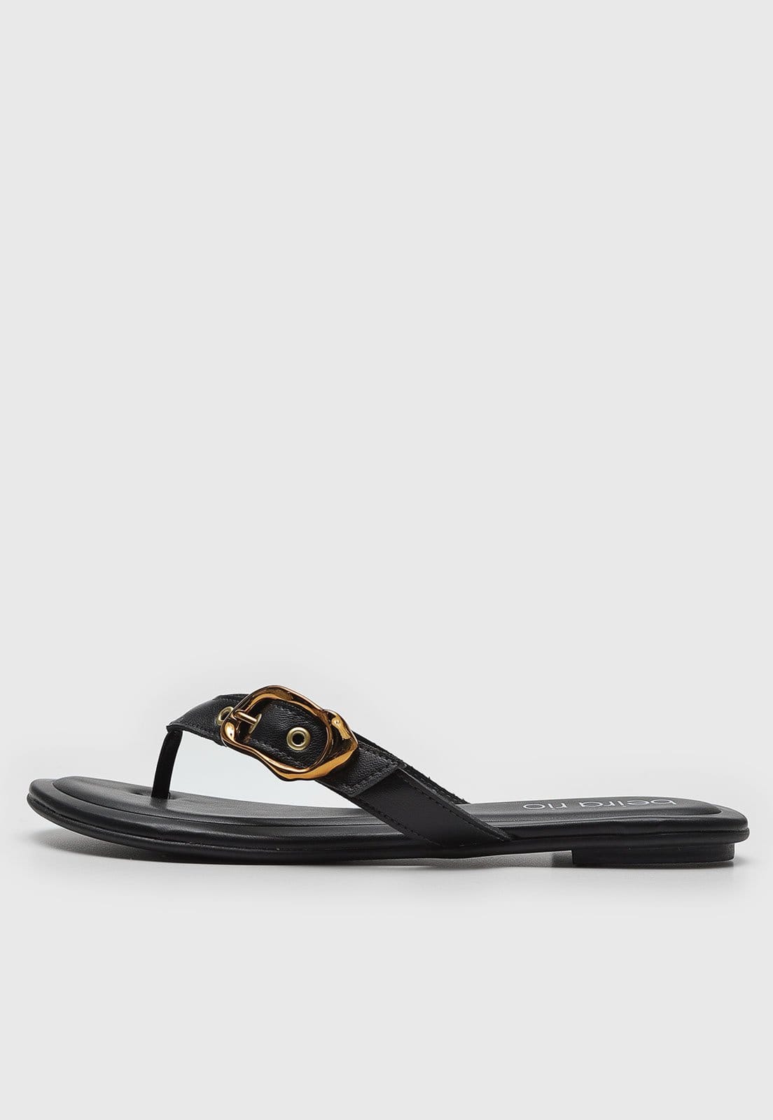 Vista principal Rasteira Beira Rio Fivela Dourada Preta BEIRA RIO preto