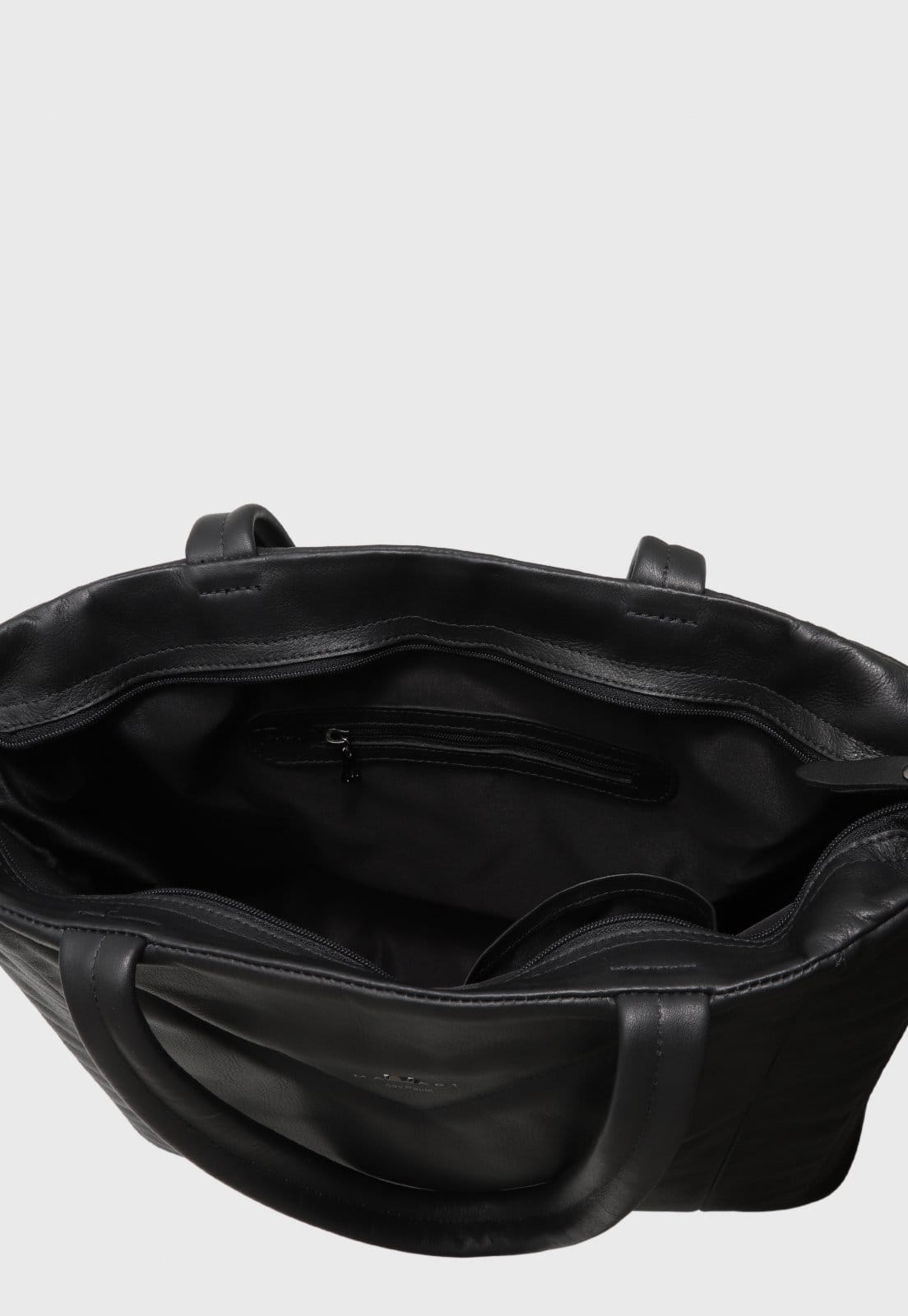 Vista 2 Bolsa Tote Couro Mariart Graviolinha Preta Mariart preto