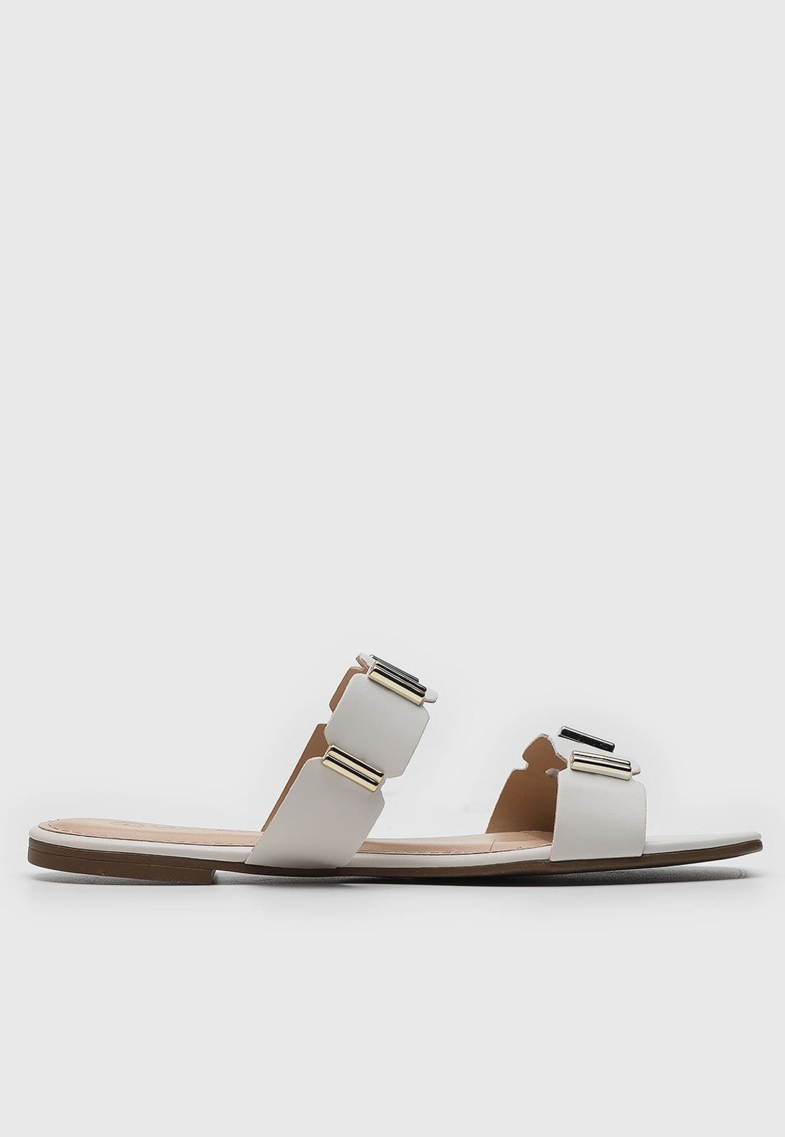 Vista 2 Rasteira Feminina Via Uno Tiras Metalizadas Branca VIA UNO branco