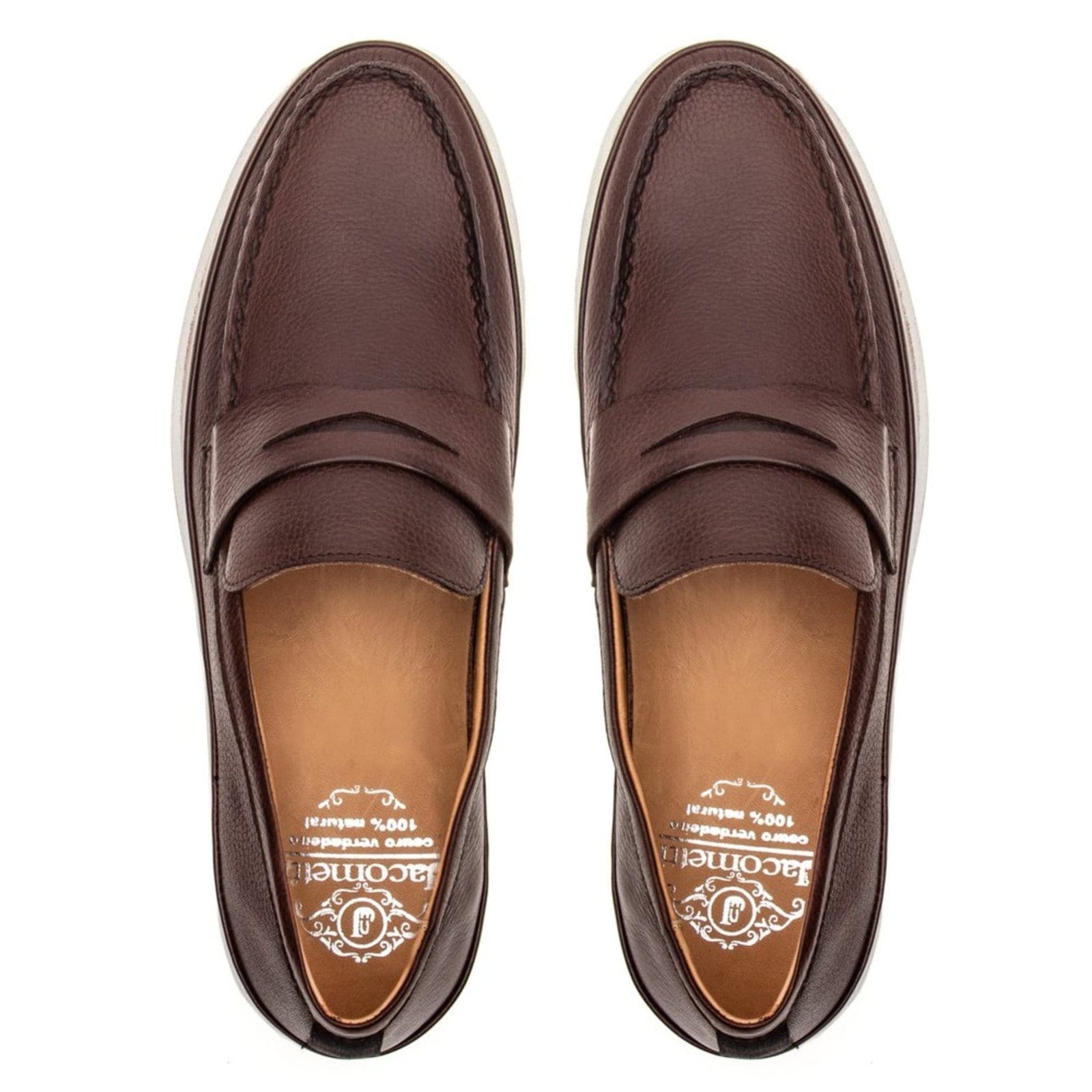 Vista 2 Sapato Jacometti Casual de Couro Pinhão Jacometti marrom