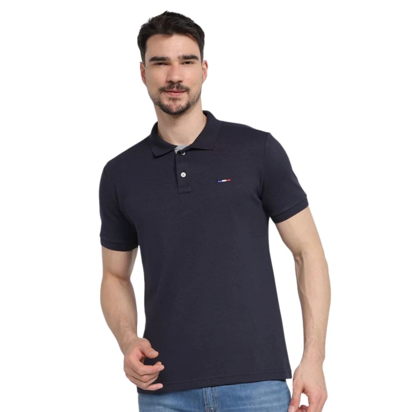 Vista 2 Kit 2 Polos Masculina Básicas FMF Piquet no Estilo Tommy Bordado França FMF multicolorido
